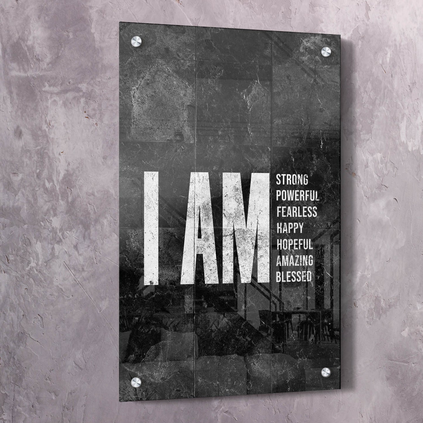 I AM Strong, Powerful, Fearless, Happy, Hopeful, Amazing, Blessed Wall Art | Inspirational Wall Art Motivational Wall Art Quotes Office Art | Impaktiv Exclusive Canvas Art Portrait