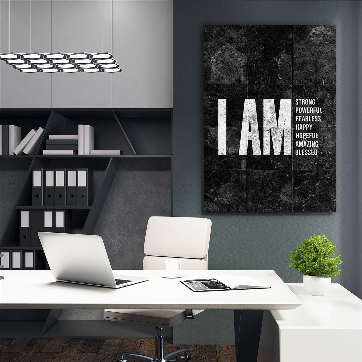 I AM Strong, Powerful, Fearless, Happy, Hopeful, Amazing, Blessed Wall Art | Inspirational Wall Art Motivational Wall Art Quotes Office Art | Impaktiv Exclusive Canvas Art Portrait
