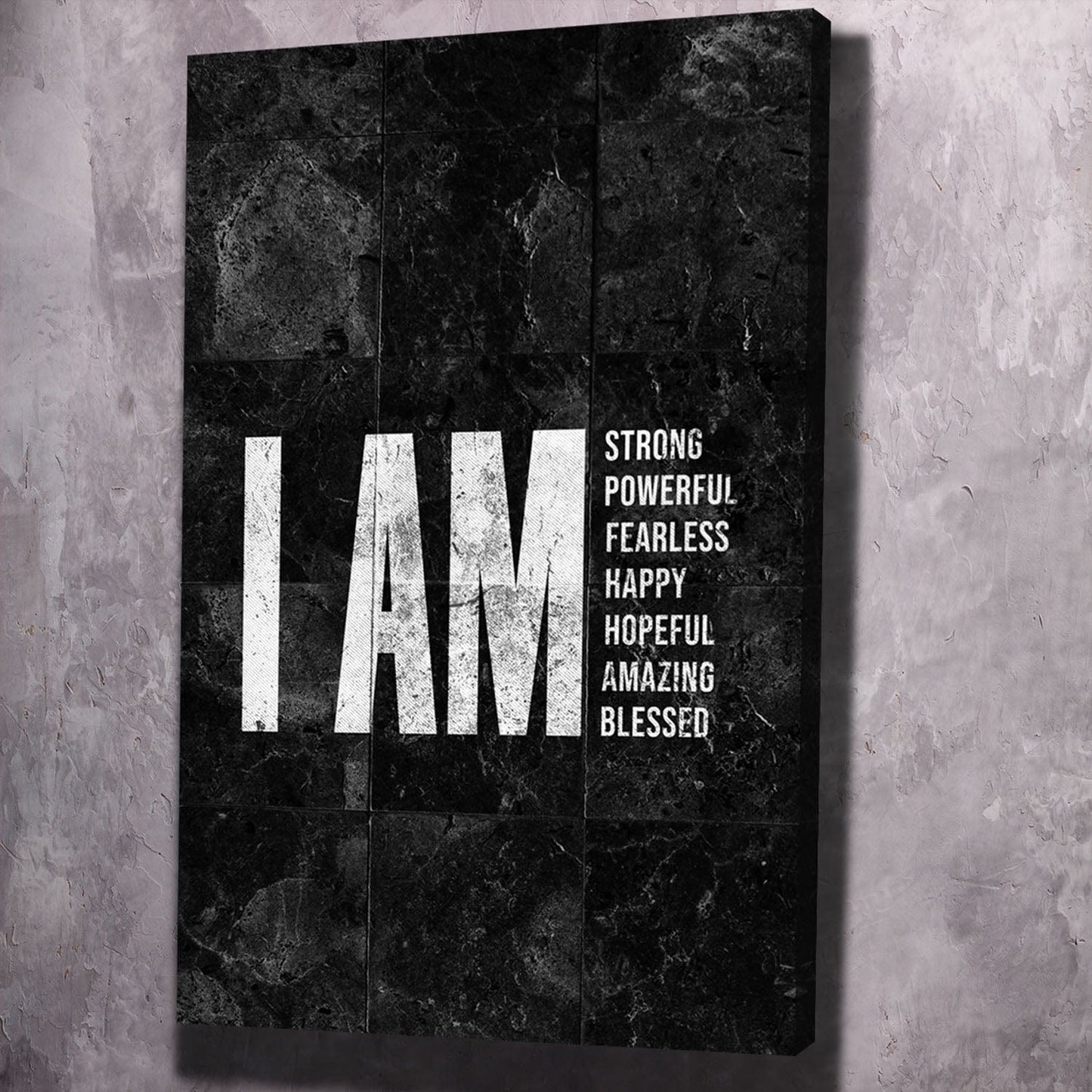 I AM Strong, Powerful, Fearless, Happy, Hopeful, Amazing, Blessed Wall Art | Inspirational Wall Art Motivational Wall Art Quotes Office Art | Impaktiv Exclusive Canvas Art Portrait