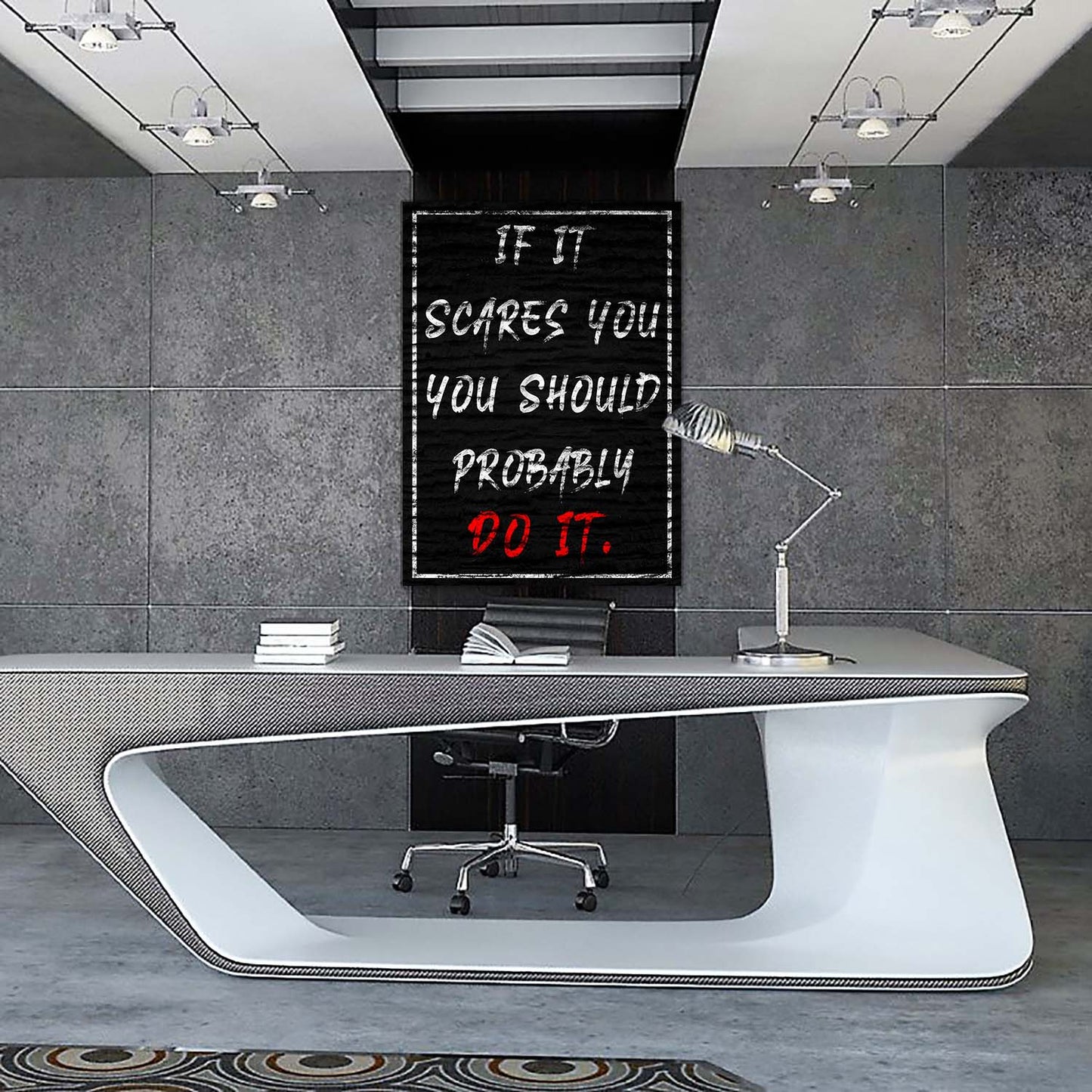 If It Scares Wall Art | Inspirational Wall Art Motivational Wall Art Quotes Office Art | Impaktiv Exclusive Canvas Art Portrait