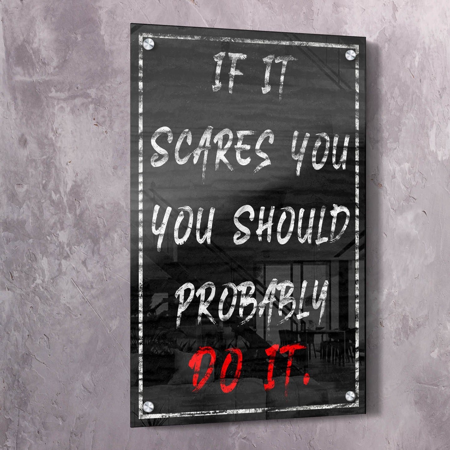 If It Scares Wall Art | Inspirational Wall Art Motivational Wall Art Quotes Office Art | Impaktiv Exclusive Canvas Art Portrait