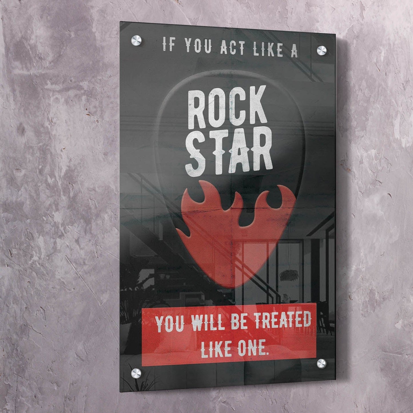 If You Act Like A Rock Star Quote Wall Art | Inspirational Wall Art Motivational Wall Art Quotes Office Art | Impaktiv Exclusive Canvas Art Portrait