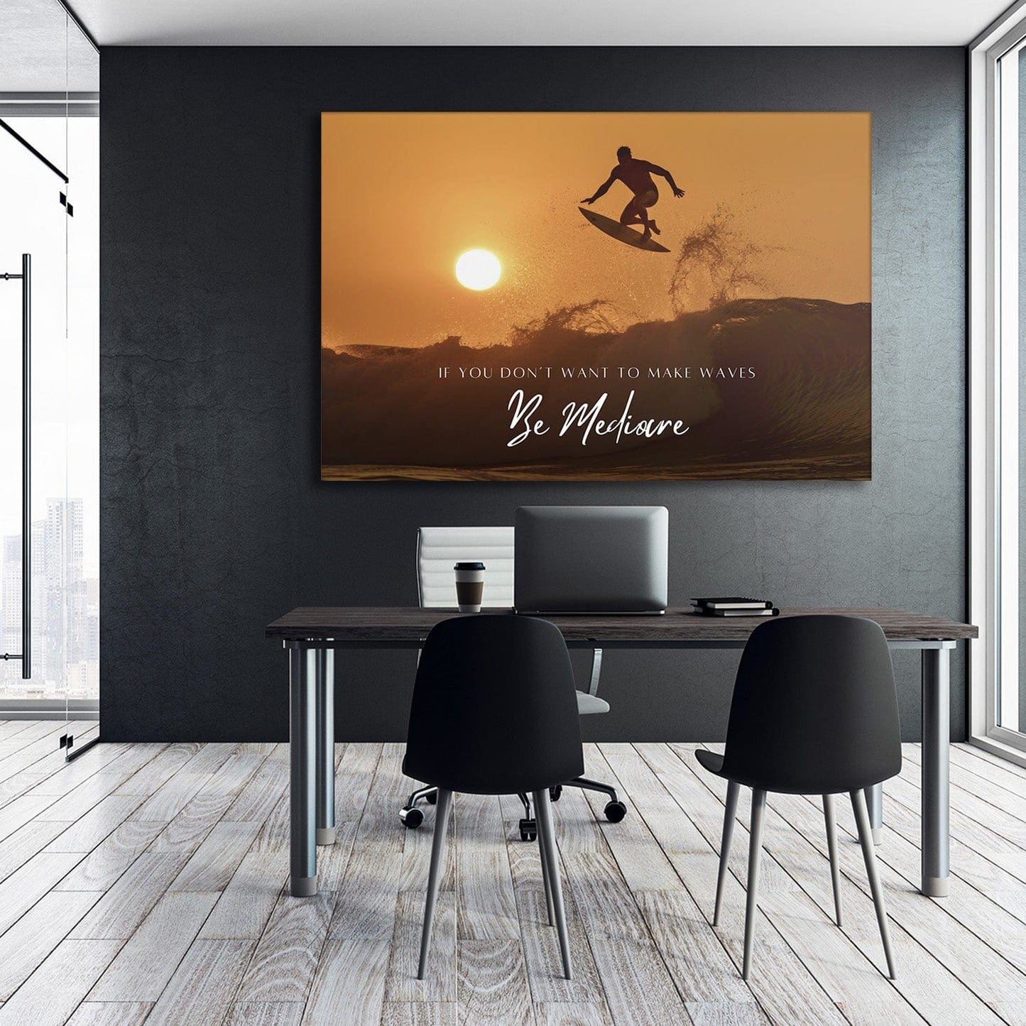 If You Don���t Want to Make Waves Be Mediocre - TD Jakes Quote Wall Art | Inspirational Wall Art Motivational Wall Art Quotes Office Art | Impaktiv Exclusive Canvas Art Landscape
