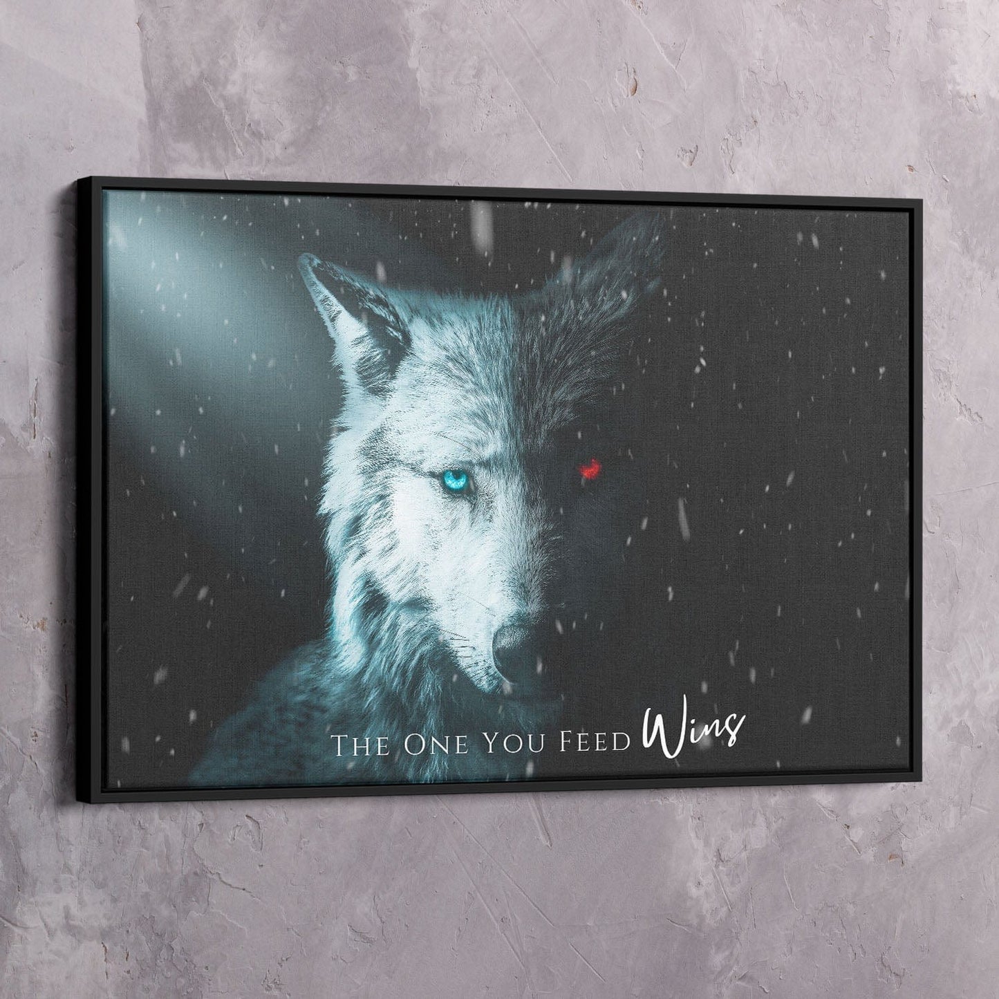 Inspirational Wall Art - The One You Feed Wolf Quote | Impaktiv Canvas Art Landscape