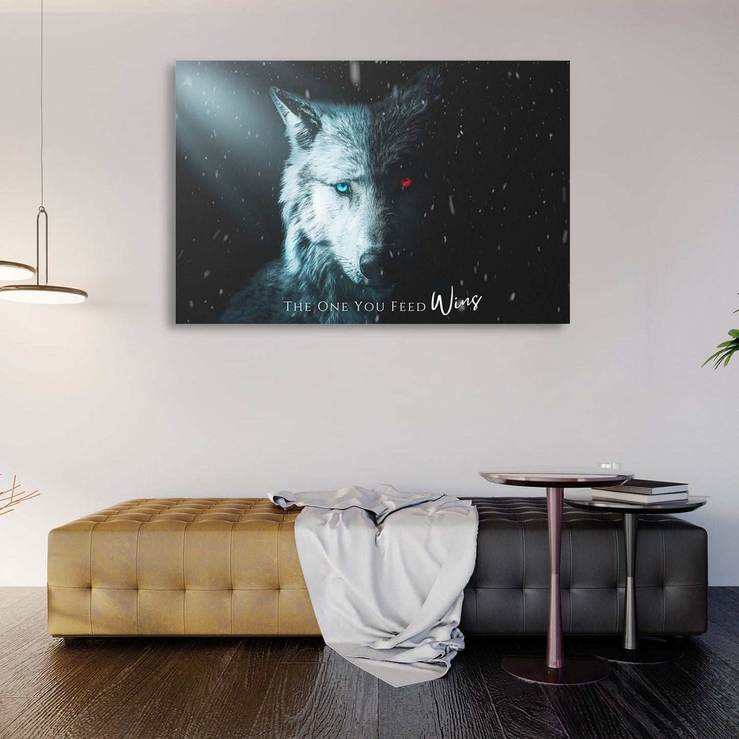 Inspirational Wall Art - The One You Feed Wolf Quote | Impaktiv Canvas Art Landscape