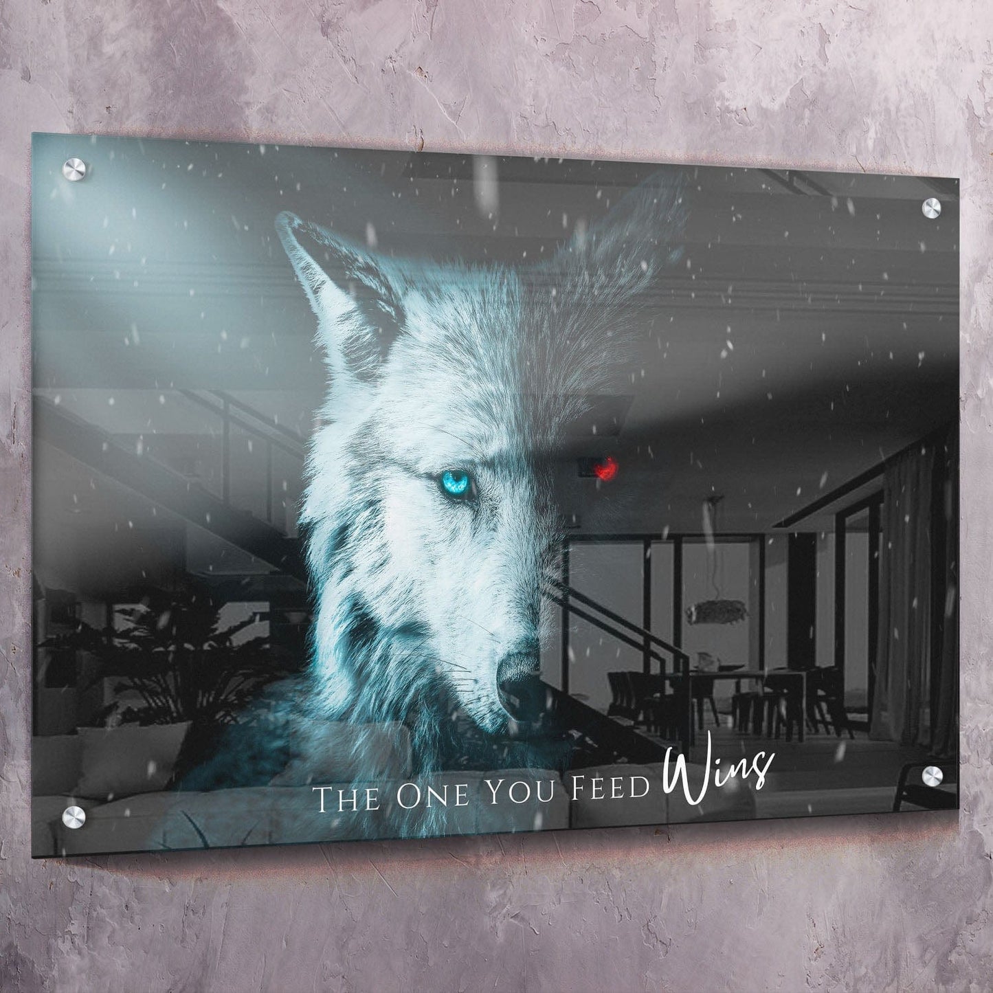 Inspirational Wall Art - The One You Feed Wolf Quote | Impaktiv Canvas Art Landscape
