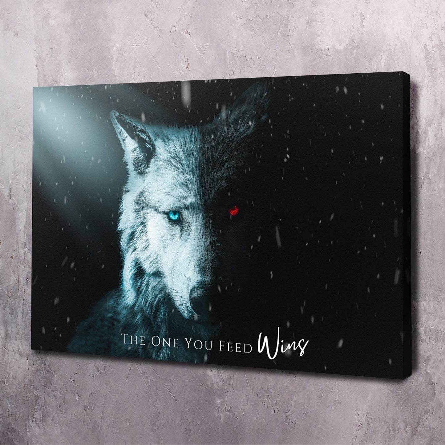 Inspirational Wall Art - The One You Feed Wolf Quote | Impaktiv Canvas Art Landscape