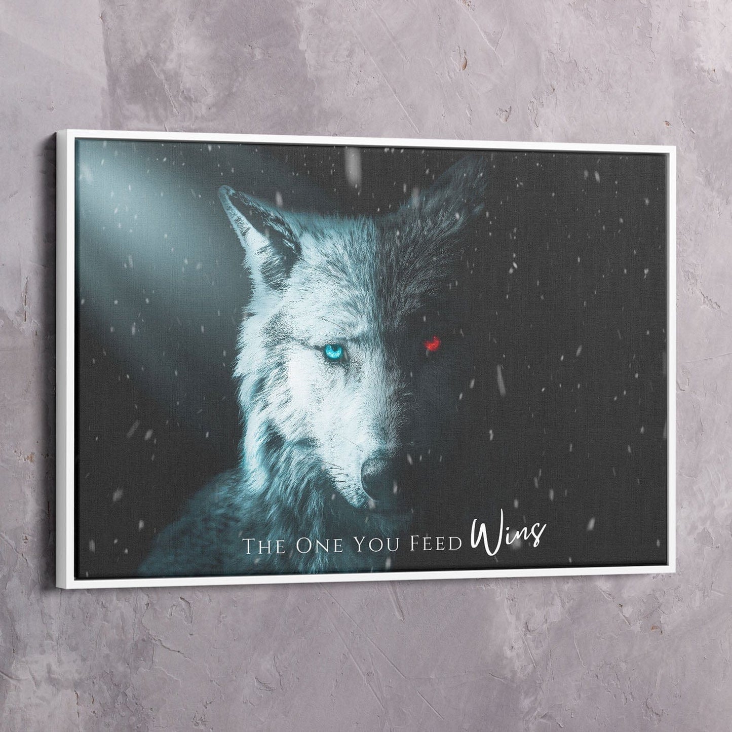 Inspirational Wall Art - The One You Feed Wolf Quote | Impaktiv Canvas Art Landscape