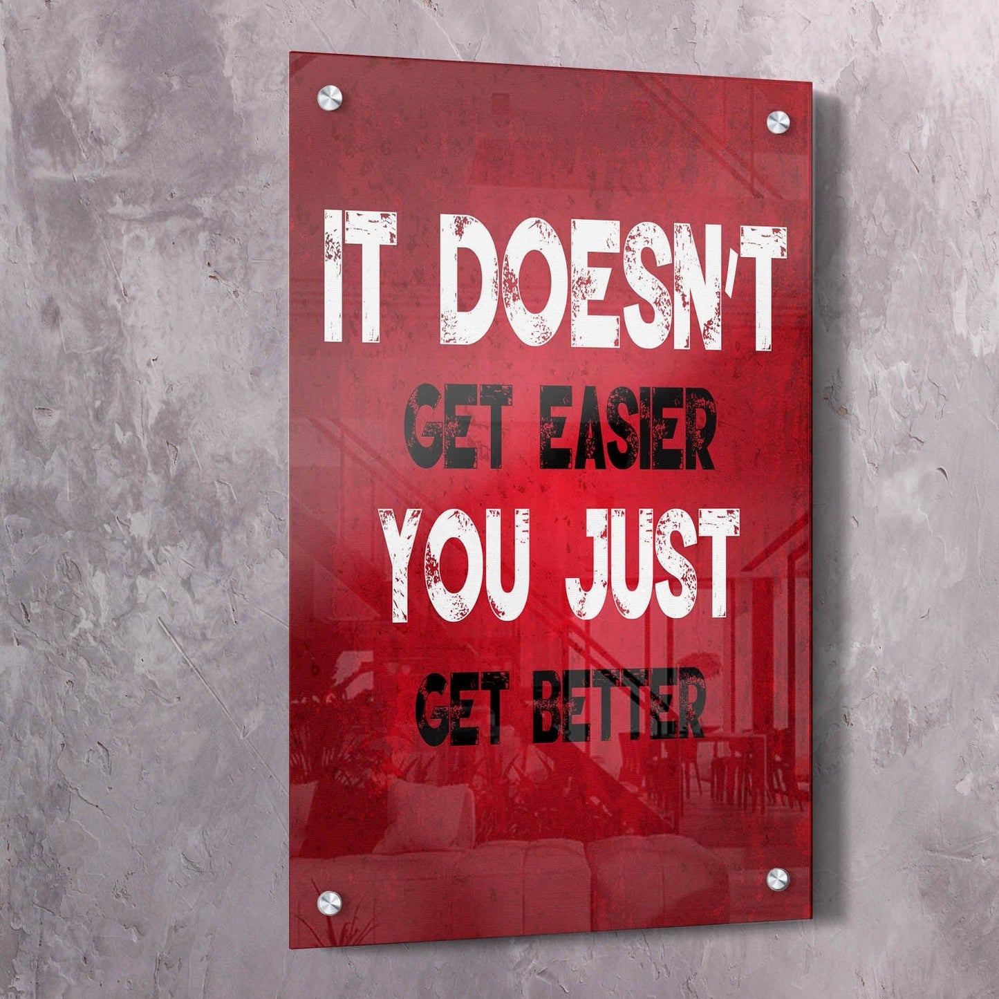 It Doesn't Get Easier Wall Art | Inspirational Wall Art Motivational Wall Art Quotes Office Art | Impaktiv Exclusive Canvas Art Portrait