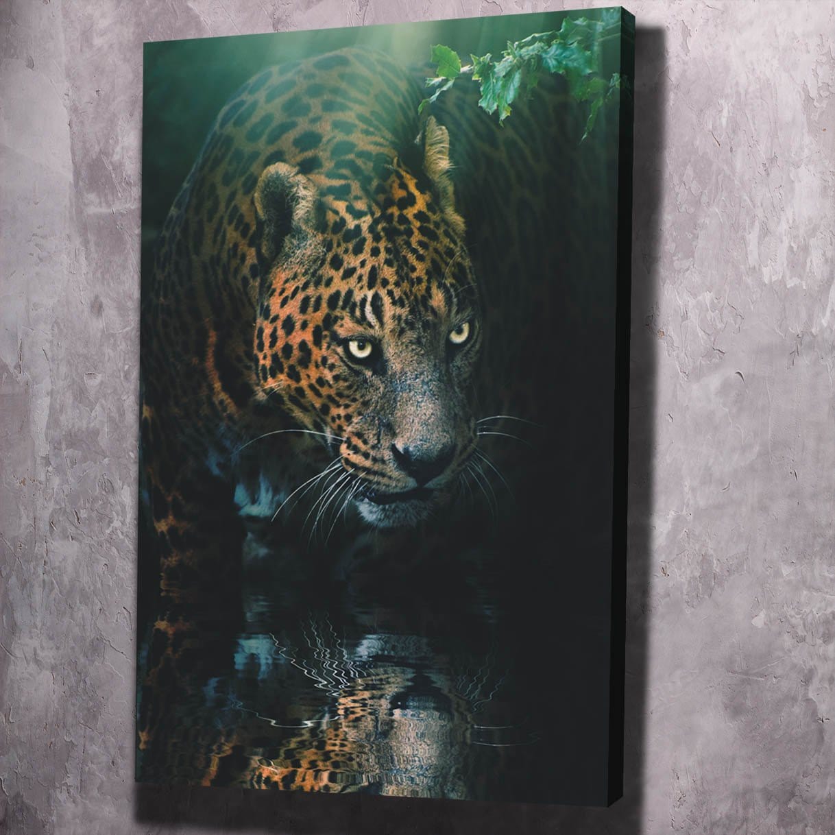 Jaguar Water Reflection Wall Art | Inspirational Wall Art Motivational Wall Art Quotes Office Art | Impaktiv Exclusive Canvas Art Portrait