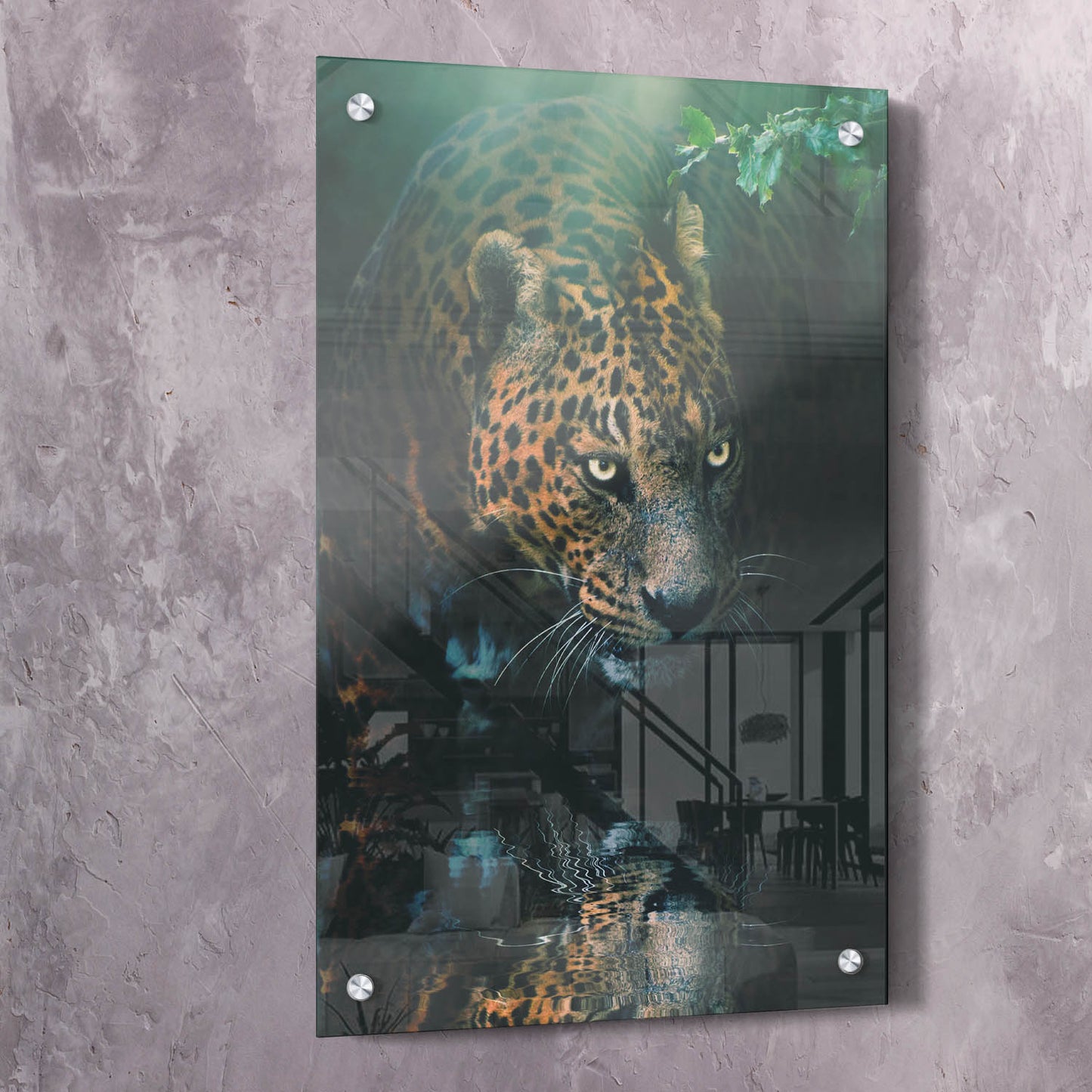 Jaguar Water Reflection Wall Art | Inspirational Wall Art Motivational Wall Art Quotes Office Art | Impaktiv Exclusive Canvas Art Portrait