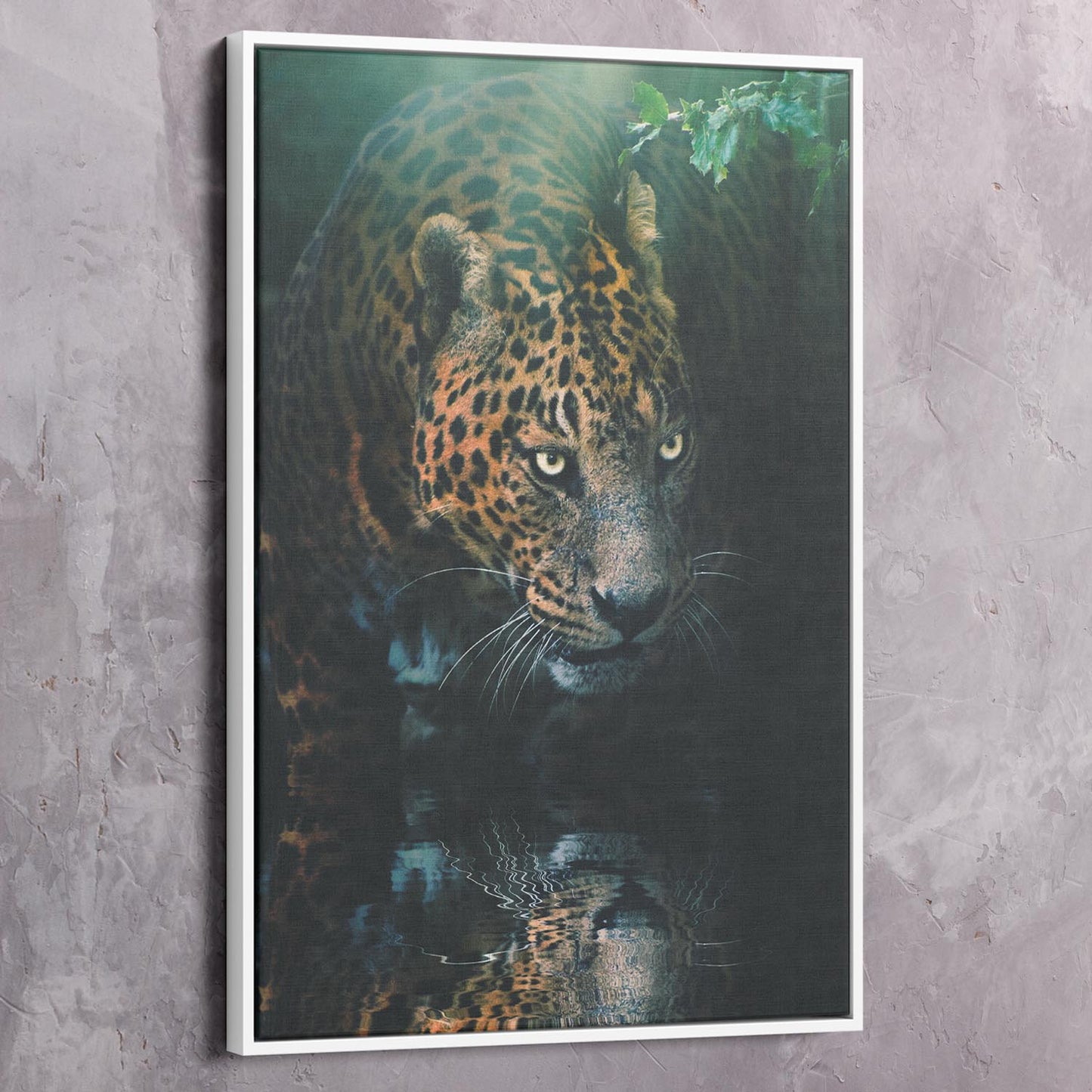 Jaguar Water Reflection Wall Art | Inspirational Wall Art Motivational Wall Art Quotes Office Art | Impaktiv Exclusive Canvas Art Portrait