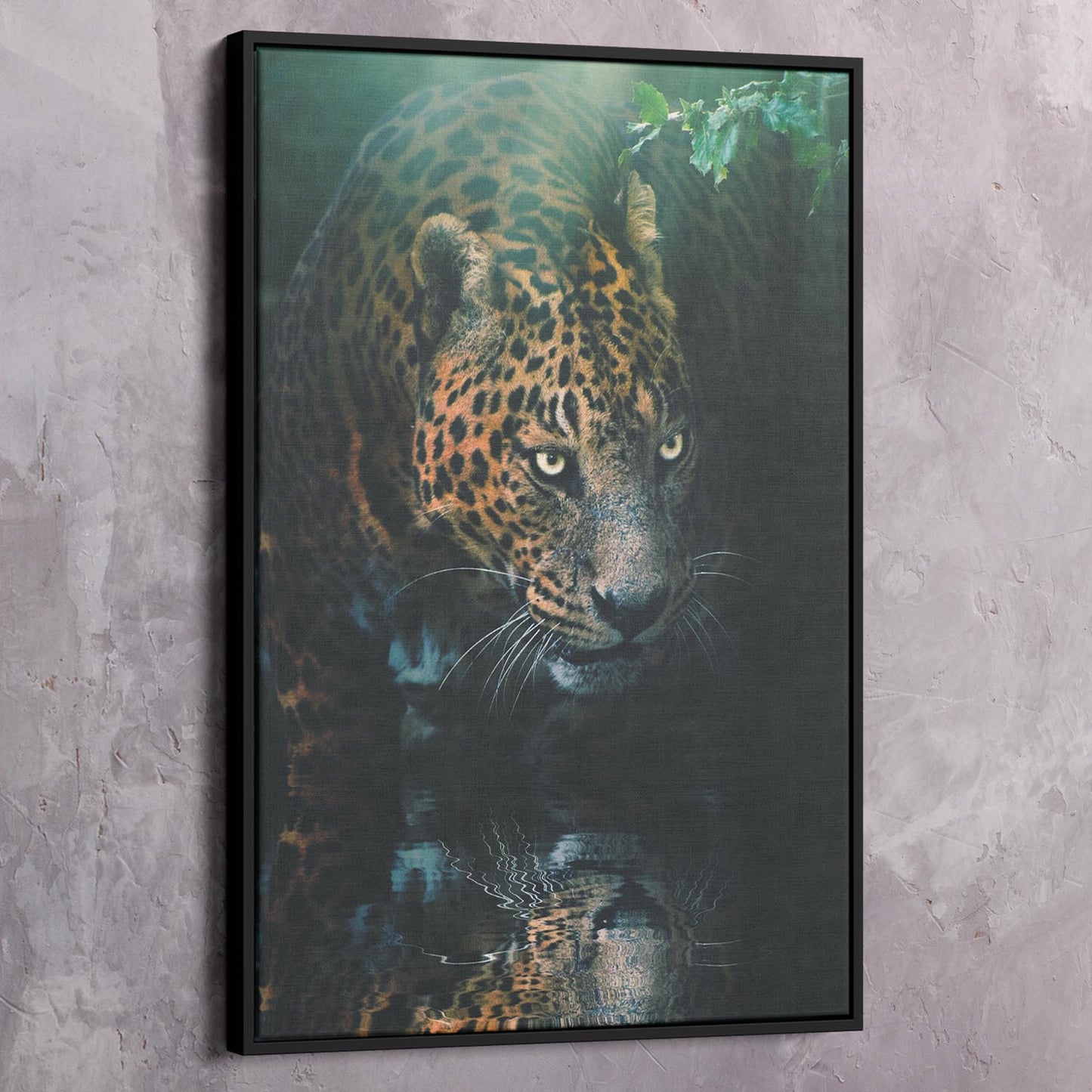 Jaguar Water Reflection Wall Art | Inspirational Wall Art Motivational Wall Art Quotes Office Art | Impaktiv Exclusive Canvas Art Portrait