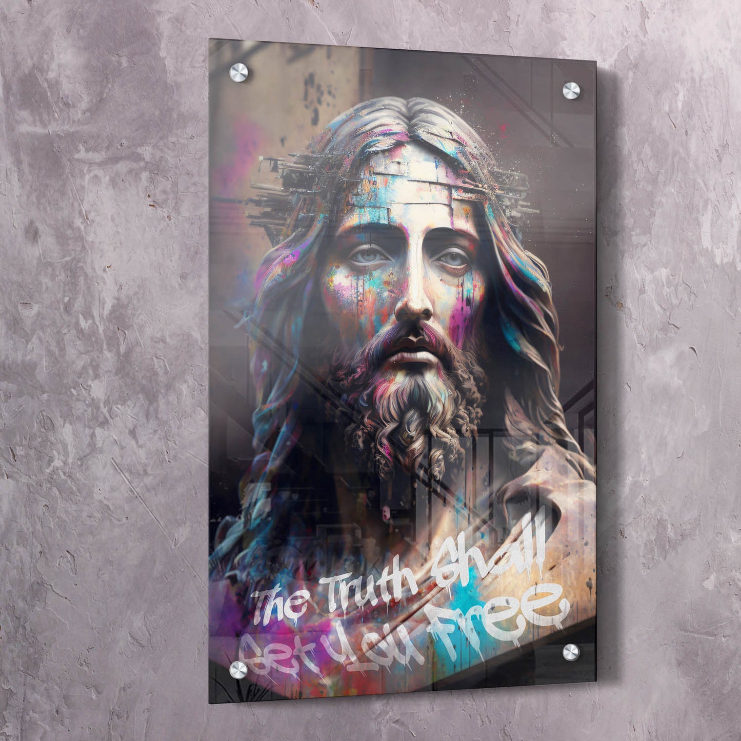 Jesus - The Truth Shall Wall Art | Inspirational Wall Art Motivational Wall Art Quotes Office Art | Impaktiv Exclusive Canvas Art Portrait