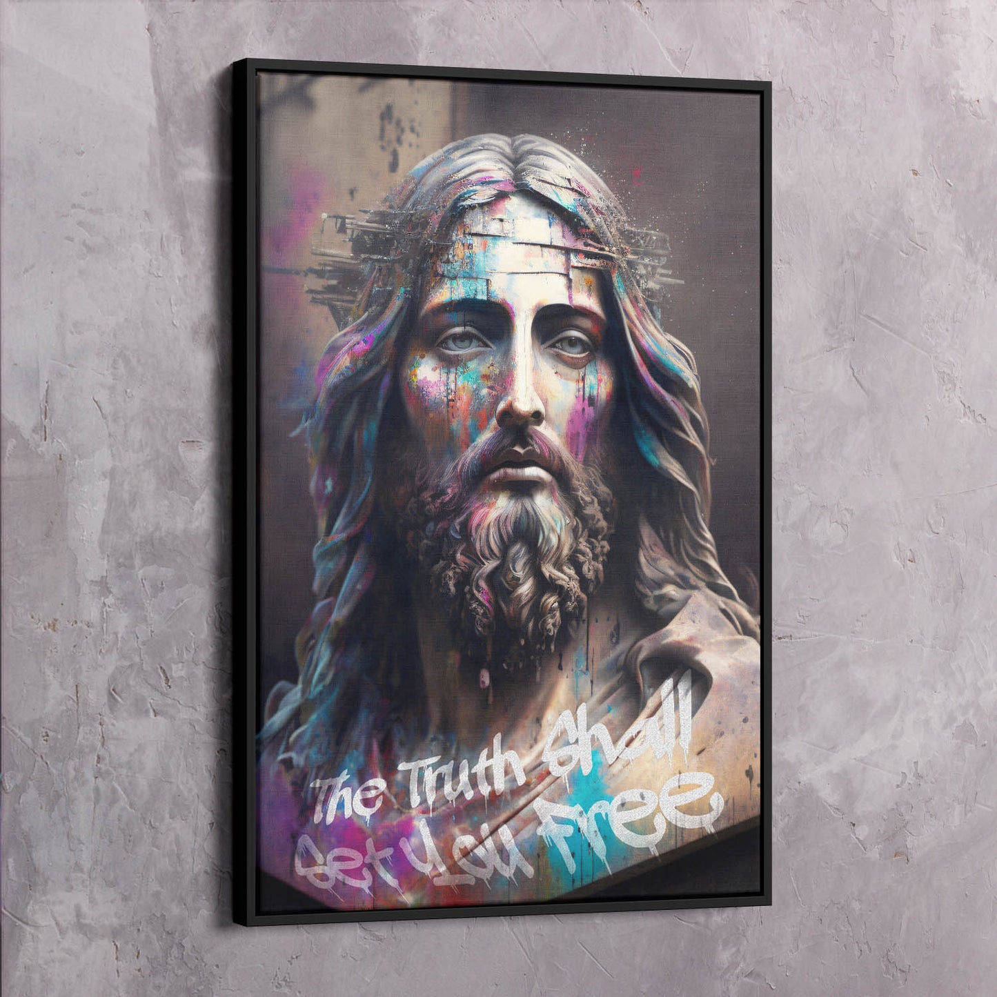 Jesus - The Truth Shall Wall Art | Inspirational Wall Art Motivational Wall Art Quotes Office Art | Impaktiv Exclusive Canvas Art Portrait