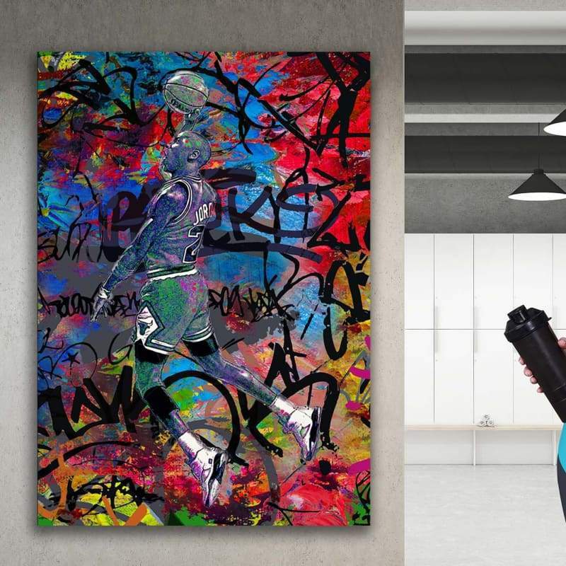 Jordan Inspired Graffiti Wall Art | Inspirational Wall Art Motivational Wall Art Quotes Office Art | Impaktiv Exclusive Canvas Art Landscape