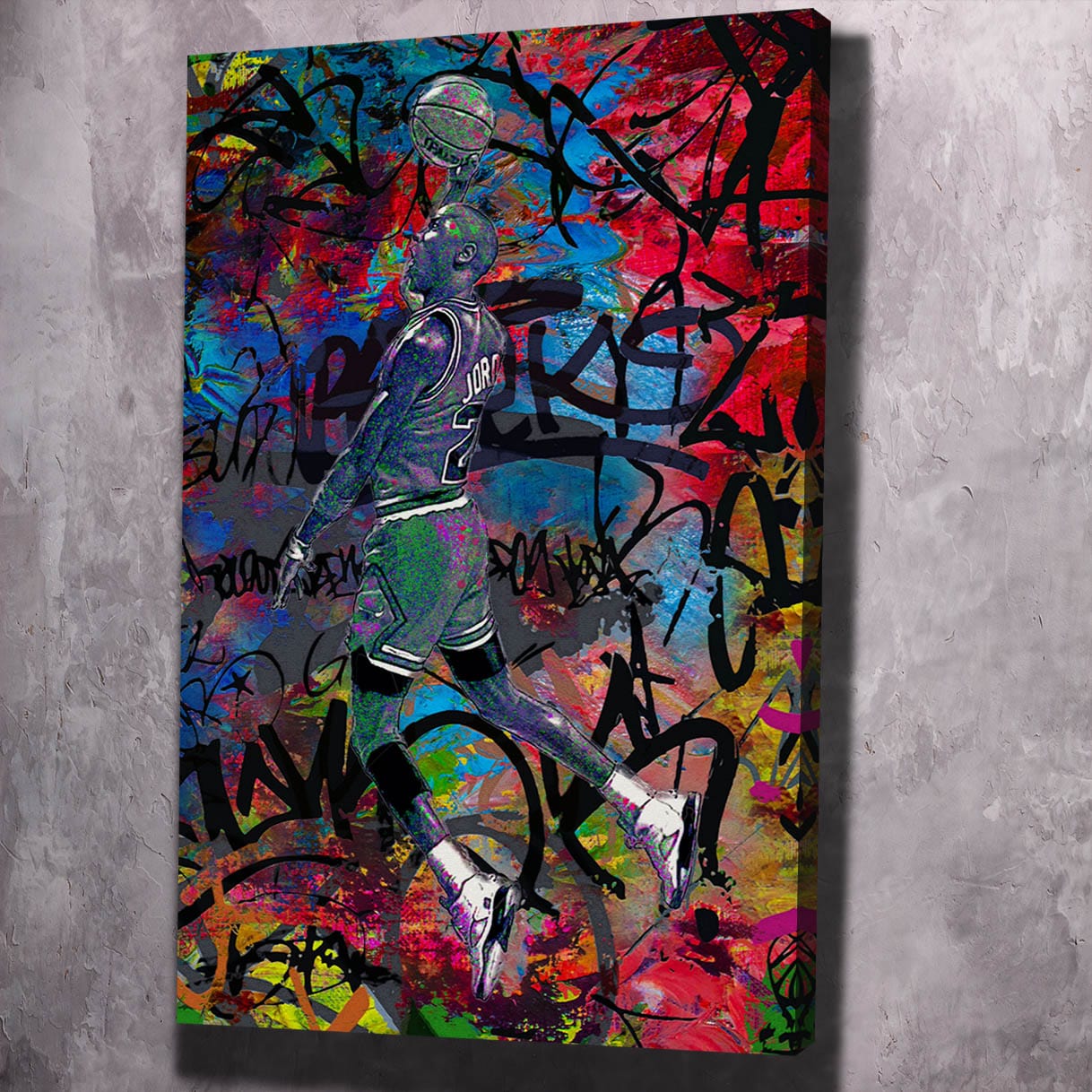Jordan Inspired Graffiti Wall Art | Inspirational Wall Art Motivational Wall Art Quotes Office Art | Impaktiv Exclusive Canvas Art Landscape