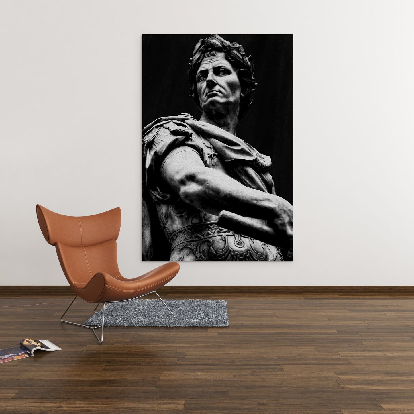 Julius Caesar Sculpture Black & White Wall Art | Inspirational Wall Art Motivational Wall Art Quotes Office Art | Impaktiv Exclusive Canvas Art Portrait