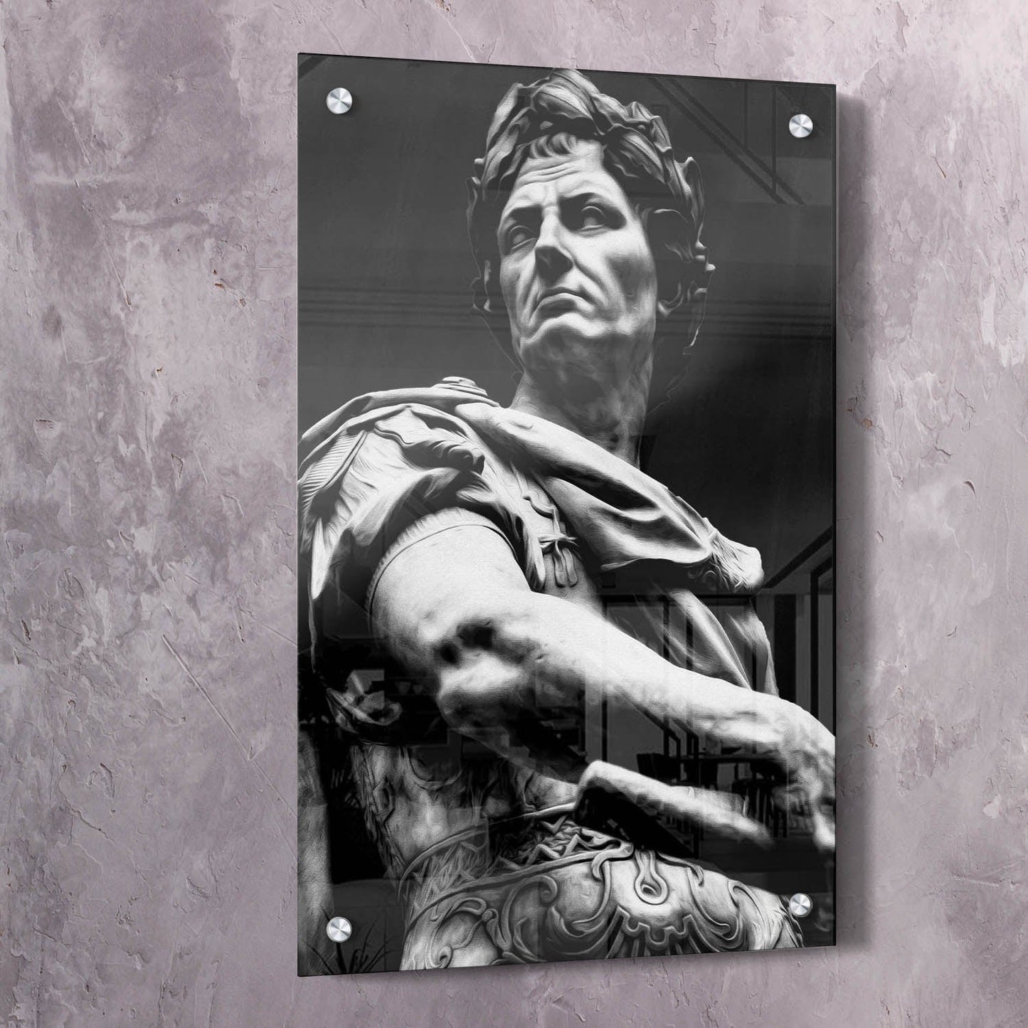 Julius Caesar Sculpture Black & White Wall Art | Inspirational Wall Art Motivational Wall Art Quotes Office Art | Impaktiv Exclusive Canvas Art Portrait