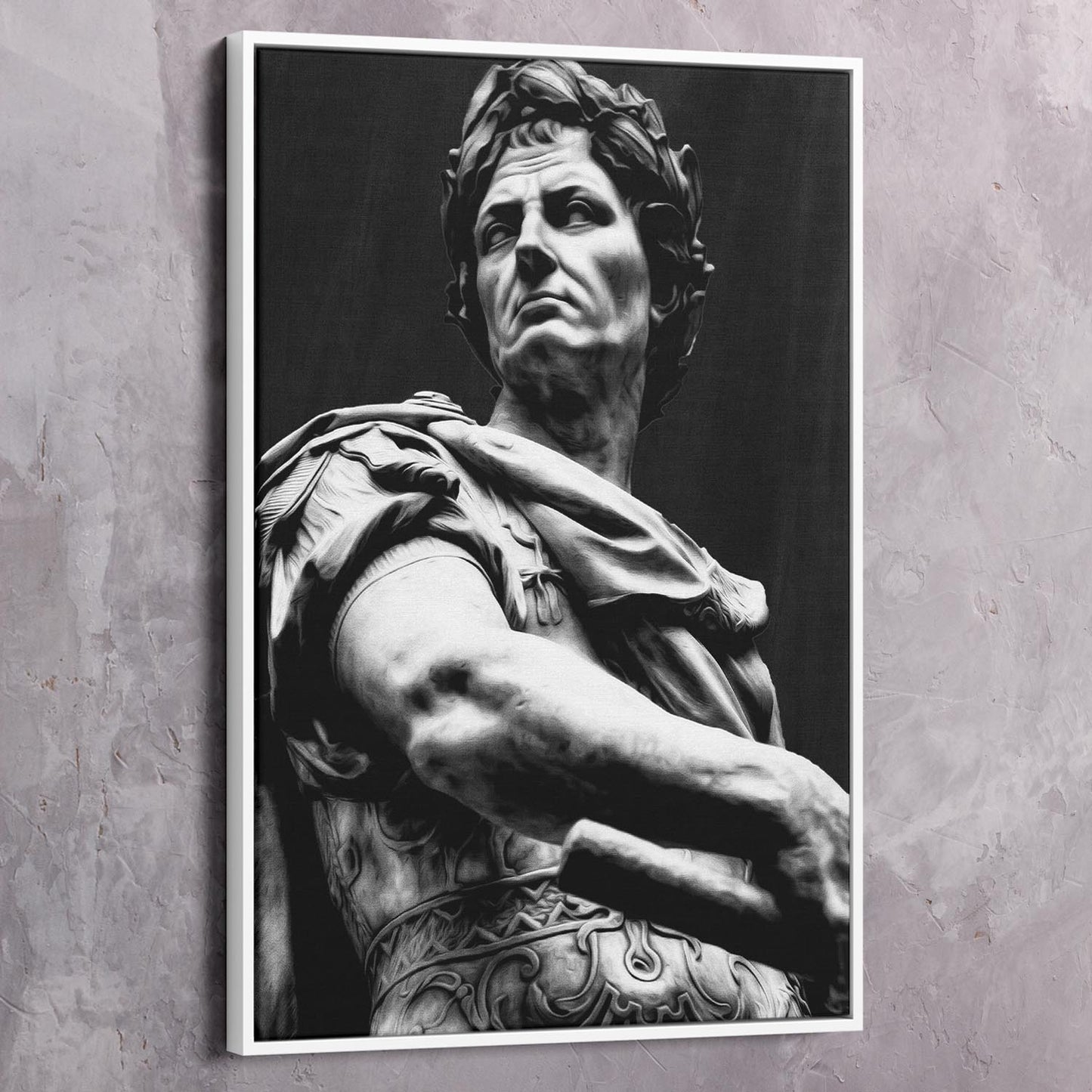 Julius Caesar Sculpture Black & White Wall Art | Inspirational Wall Art Motivational Wall Art Quotes Office Art | Impaktiv Exclusive Canvas Art Portrait