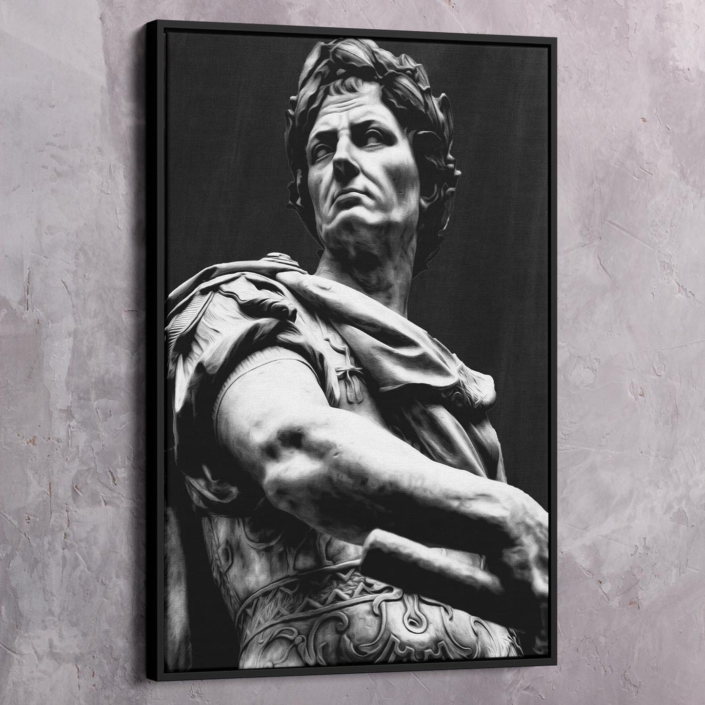 Julius Caesar Sculpture Black & White Wall Art | Inspirational Wall Art Motivational Wall Art Quotes Office Art | Impaktiv Exclusive Canvas Art Portrait