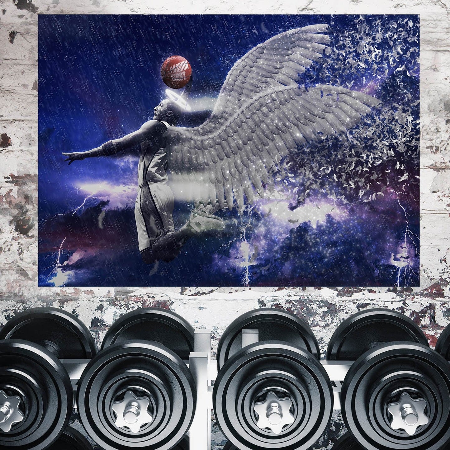 Kobe Bryant Angel - Passion First Wall Art | Inspirational Wall Art Motivational Wall Art Quotes Office Art | Impaktiv Exclusive Canvas Art Landscape