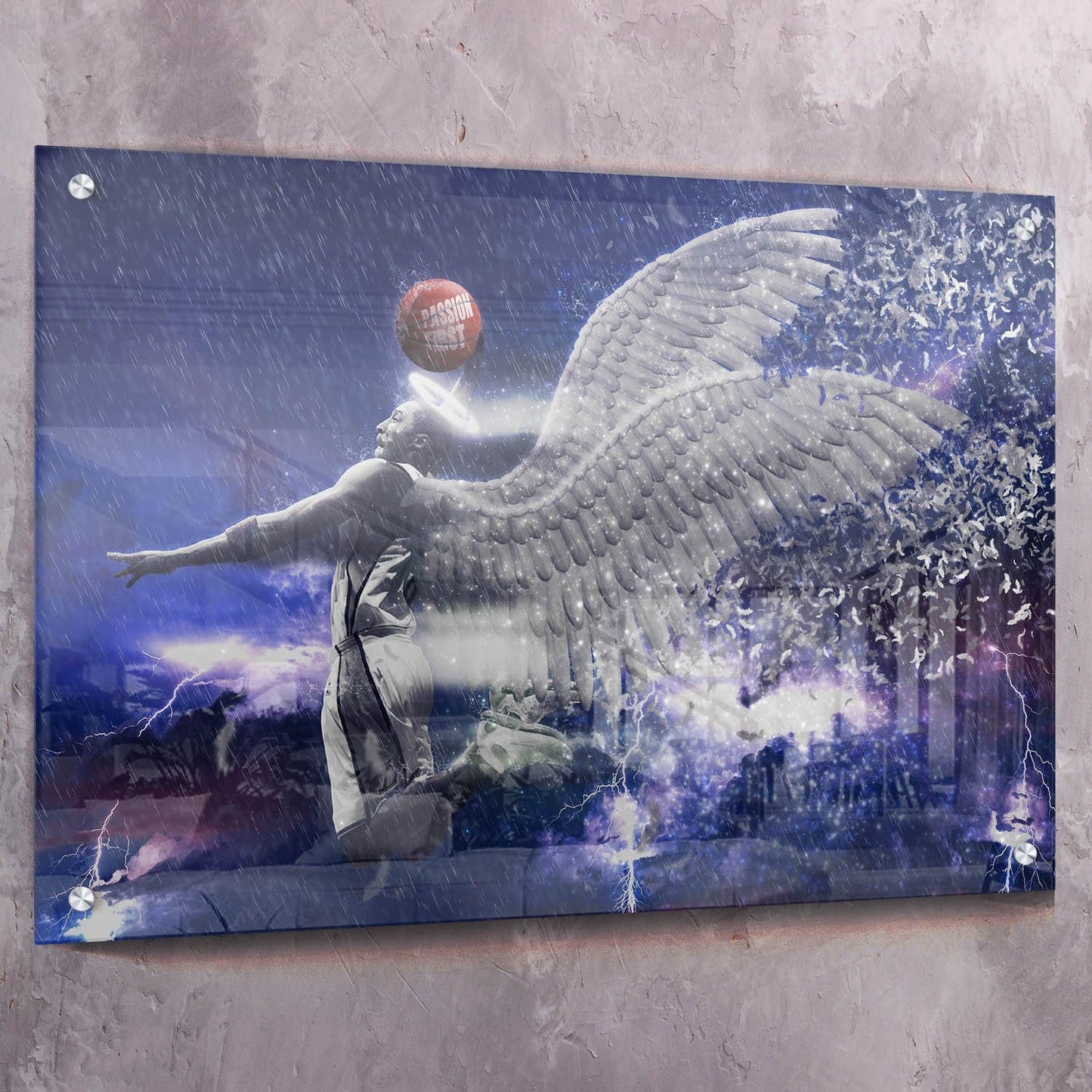 Kobe Bryant Angel - Passion First Wall Art | Inspirational Wall Art Motivational Wall Art Quotes Office Art | Impaktiv Exclusive Canvas Art Landscape