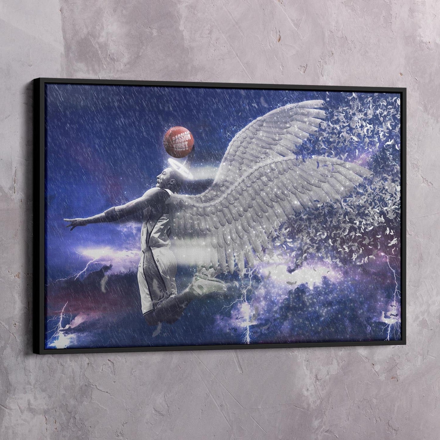 Kobe Bryant Angel - Passion First Wall Art | Inspirational Wall Art Motivational Wall Art Quotes Office Art | Impaktiv Exclusive Canvas Art Landscape
