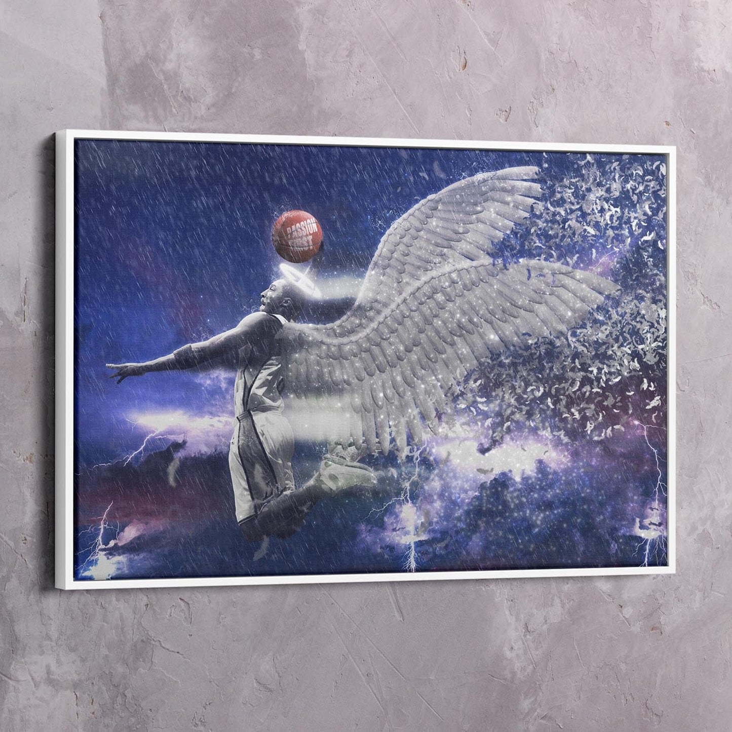 Kobe Bryant Angel - Passion First Wall Art | Inspirational Wall Art Motivational Wall Art Quotes Office Art | Impaktiv Exclusive Canvas Art Landscape