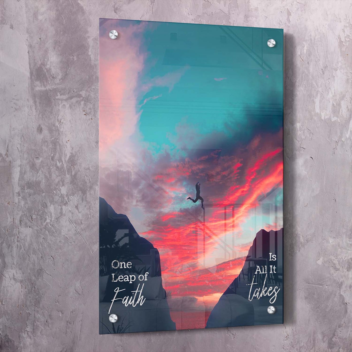 Leap of Faith Art Wall Art | Inspirational Wall Art Motivational Wall Art Quotes Office Art | Impaktiv Exclusive Canvas Art Portrait