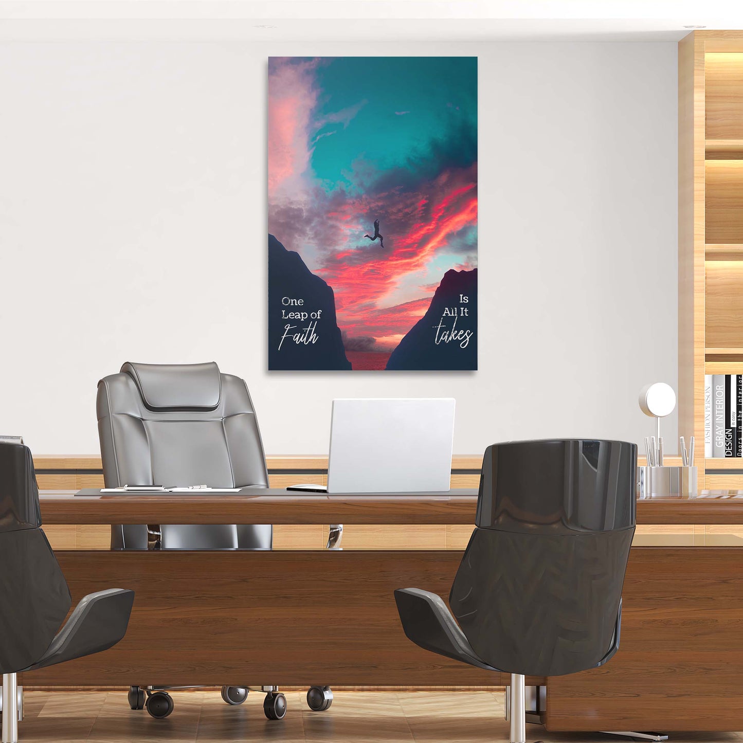 Leap of Faith Art Wall Art | Inspirational Wall Art Motivational Wall Art Quotes Office Art | Impaktiv Exclusive Canvas Art Portrait