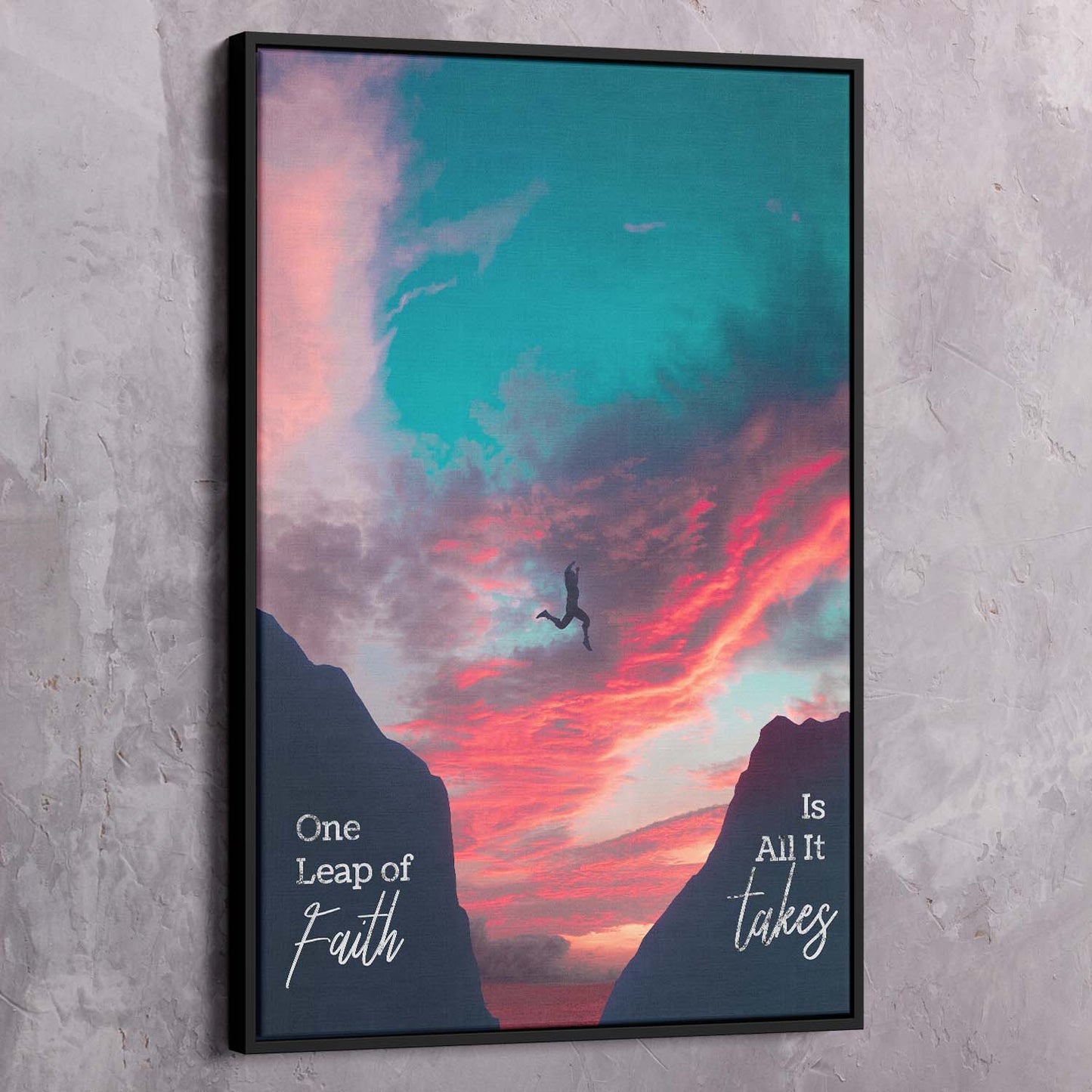 Leap of Faith Art Wall Art | Inspirational Wall Art Motivational Wall Art Quotes Office Art | Impaktiv Exclusive Canvas Art Portrait