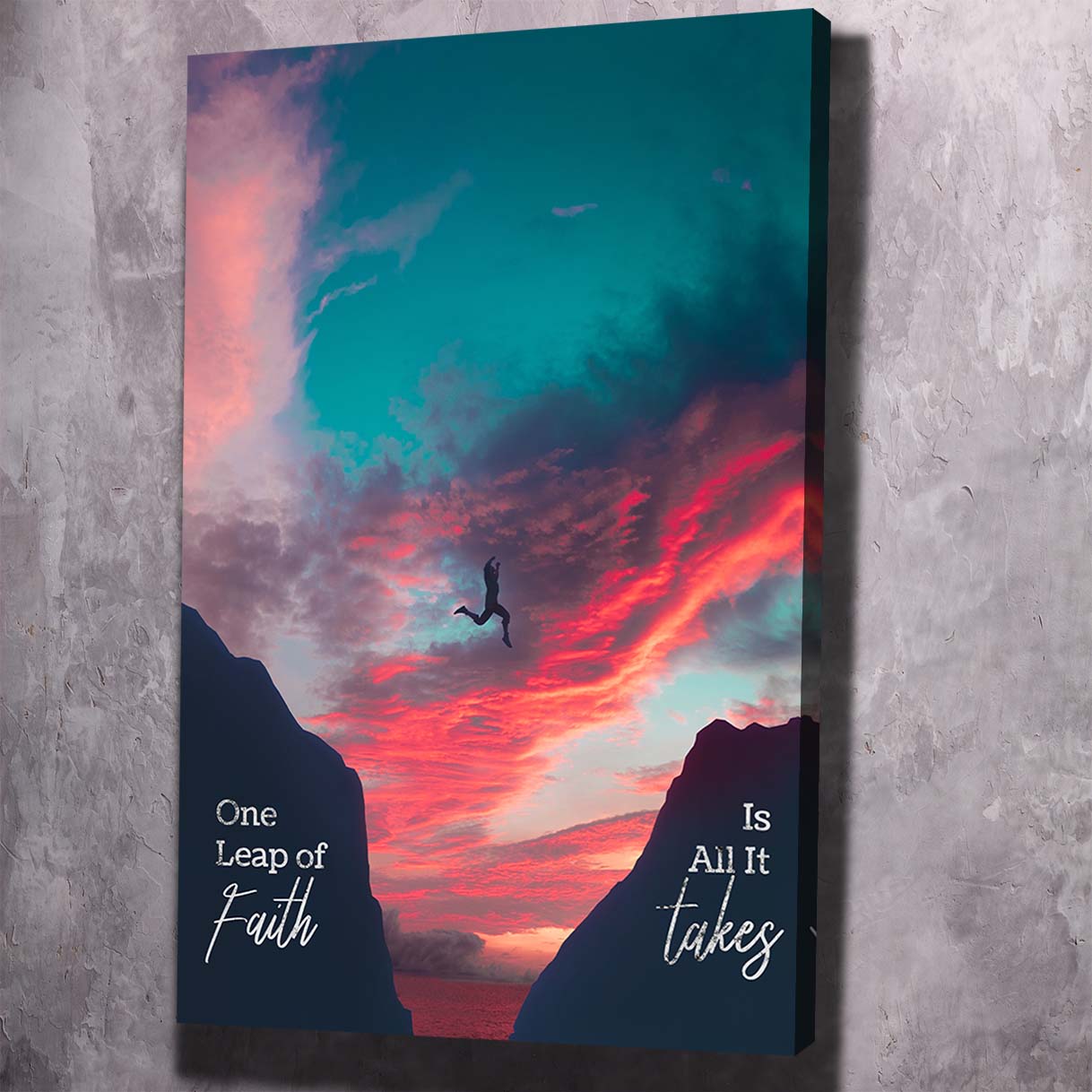 Leap of Faith Art Wall Art | Inspirational Wall Art Motivational Wall Art Quotes Office Art | Impaktiv Exclusive Canvas Art Portrait