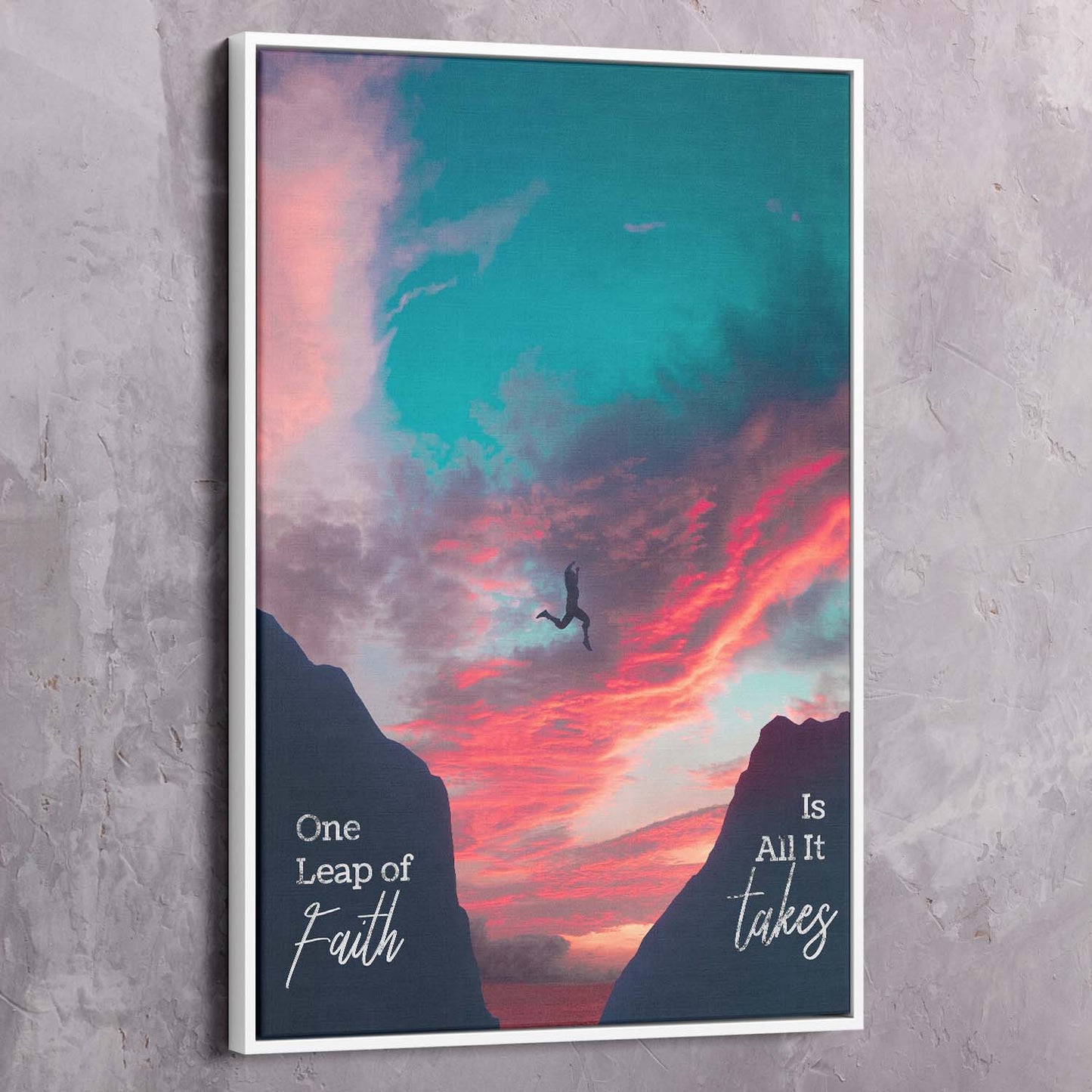 Leap of Faith Art Wall Art | Inspirational Wall Art Motivational Wall Art Quotes Office Art | Impaktiv Exclusive Canvas Art Portrait