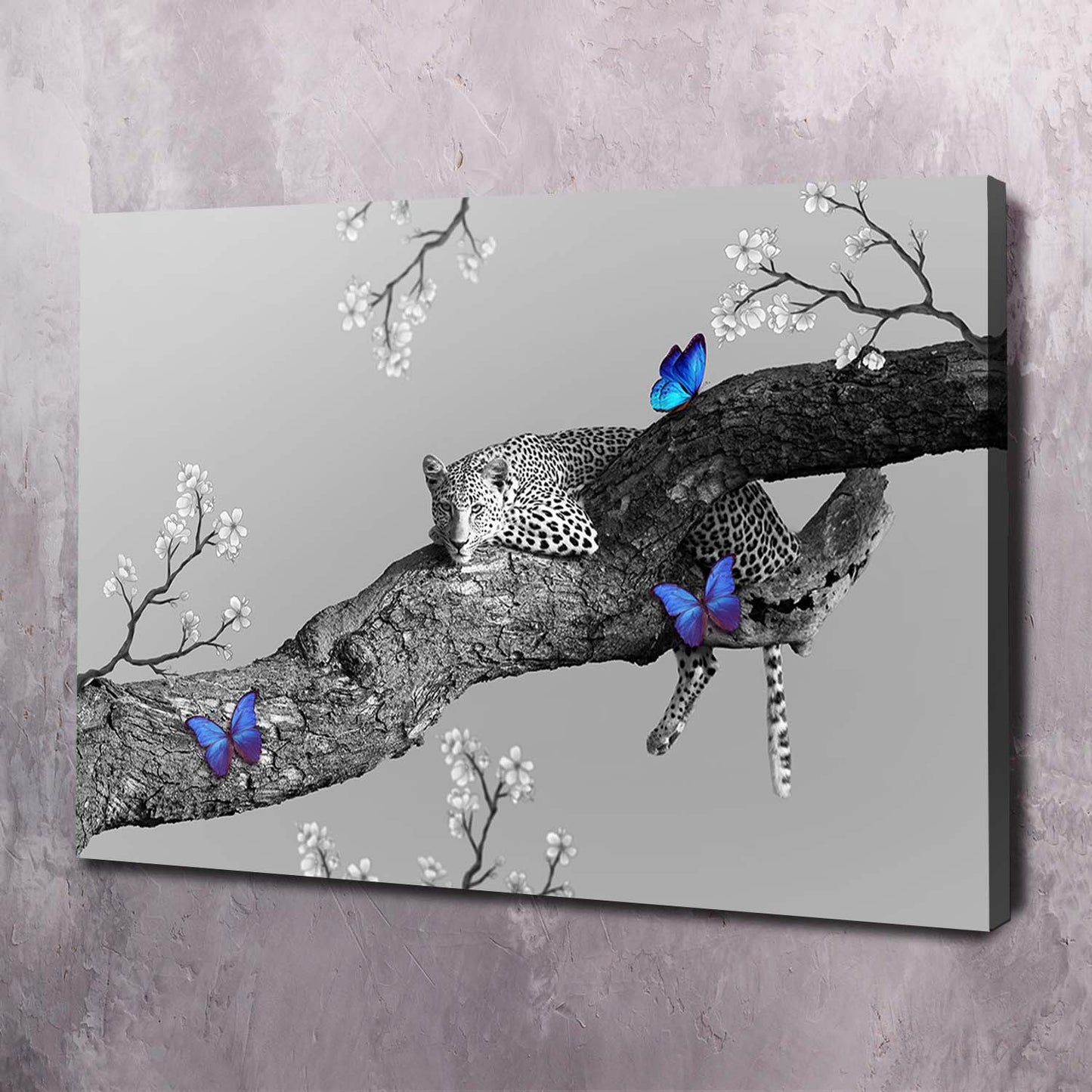 Leopard on Tree Wall Art | Inspirational Wall Art Motivational Wall Art Quotes Office Art | Impaktiv Exclusive Canvas Art Landscape