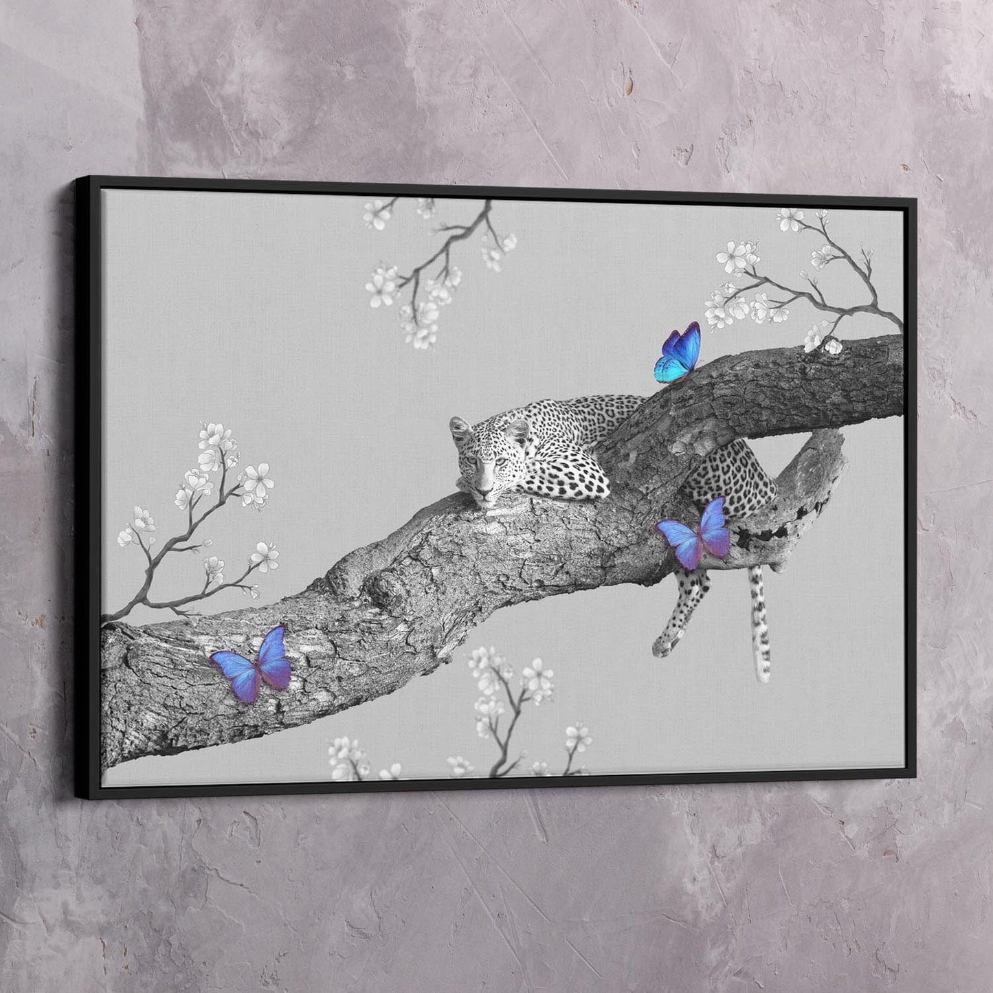 Leopard on Tree Wall Art | Inspirational Wall Art Motivational Wall Art Quotes Office Art | Impaktiv Exclusive Canvas Art Landscape