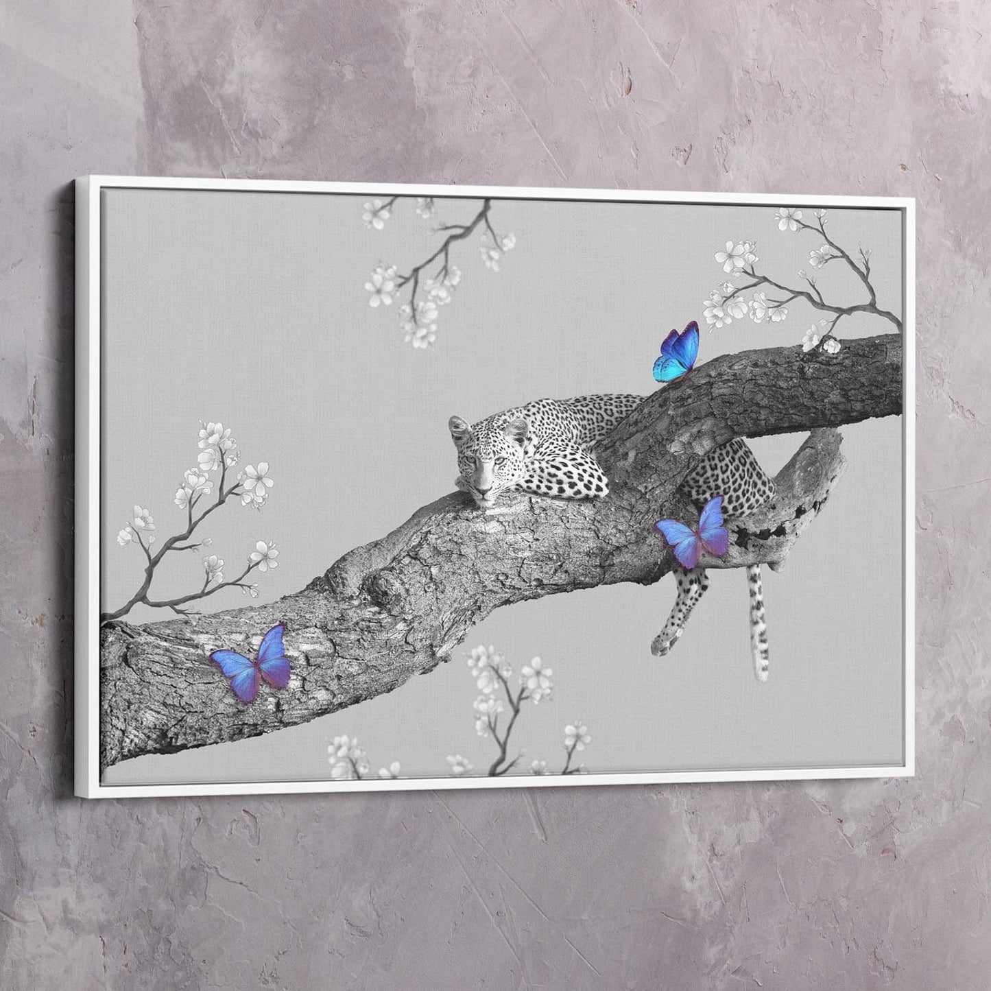 Leopard on Tree Wall Art | Inspirational Wall Art Motivational Wall Art Quotes Office Art | Impaktiv Exclusive Canvas Art Landscape