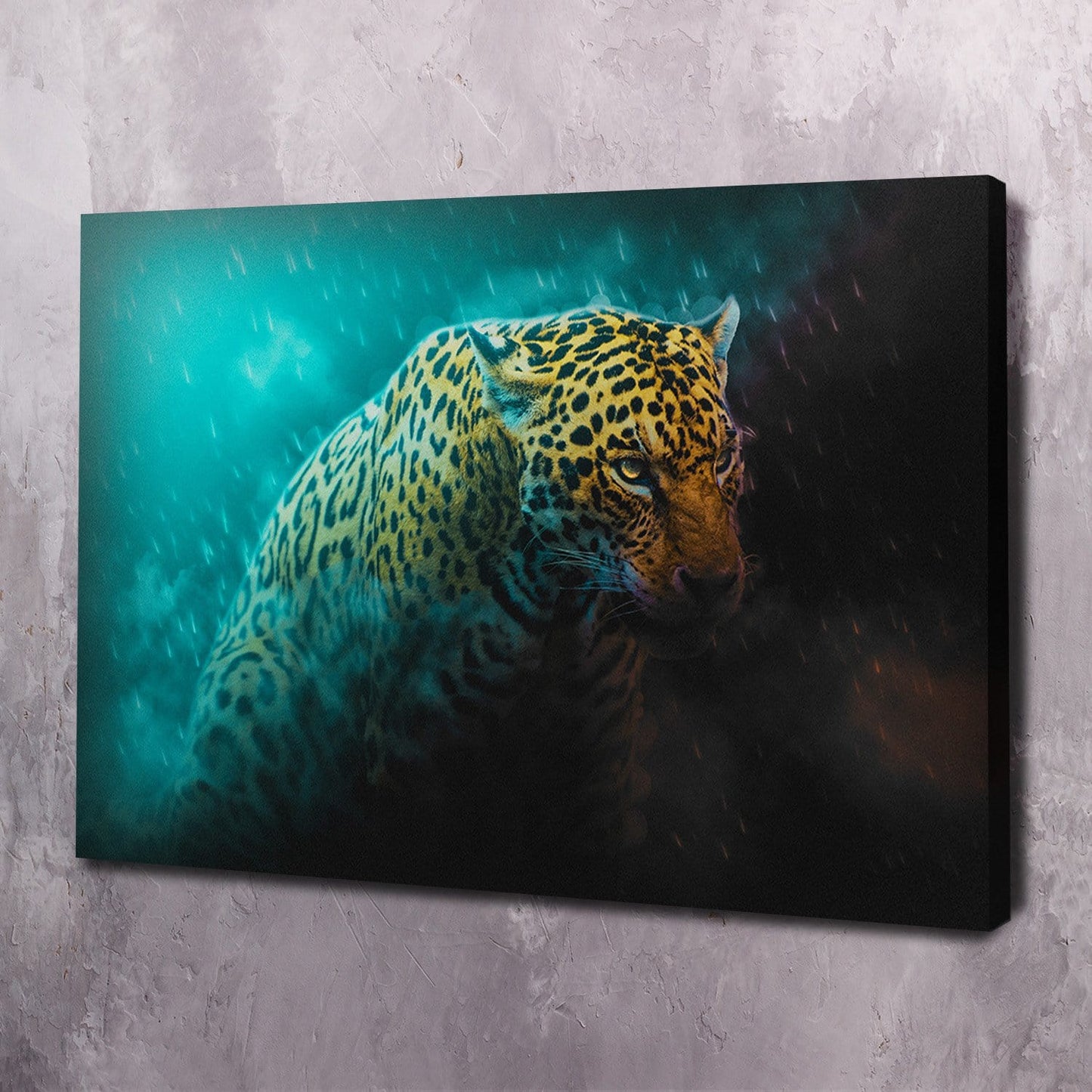 Leopard Rain Wall Art | Inspirational Wall Art Motivational Wall Art Quotes Office Art | Impaktiv Exclusive Canvas Art Portrait
