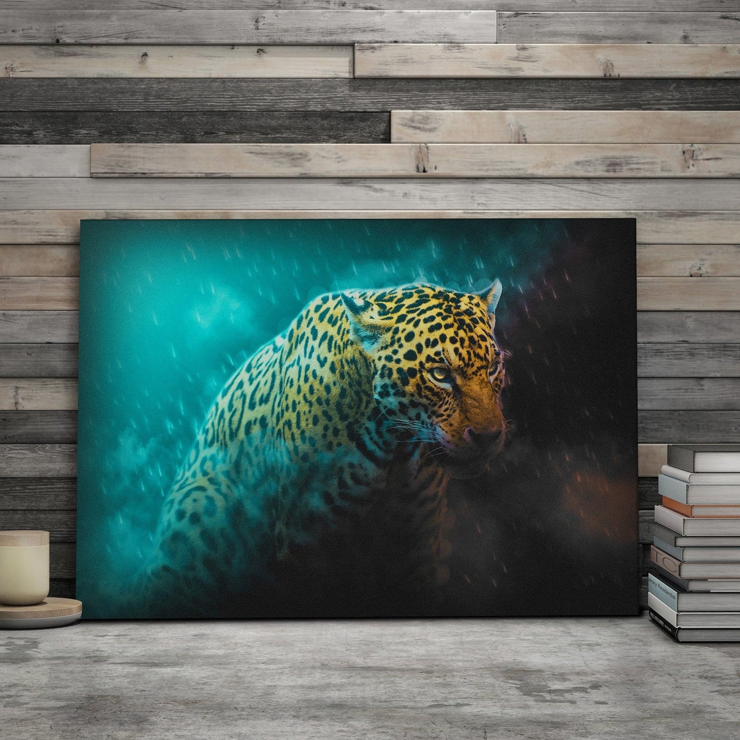 Leopard Rain Wall Art | Inspirational Wall Art Motivational Wall Art Quotes Office Art | Impaktiv Exclusive Canvas Art Portrait