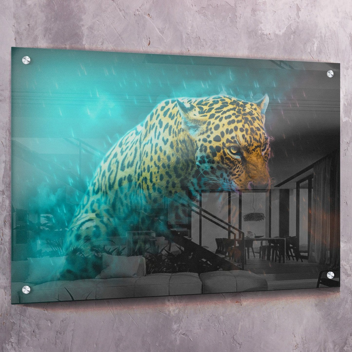 Leopard Rain Wall Art | Inspirational Wall Art Motivational Wall Art Quotes Office Art | Impaktiv Exclusive Canvas Art Portrait