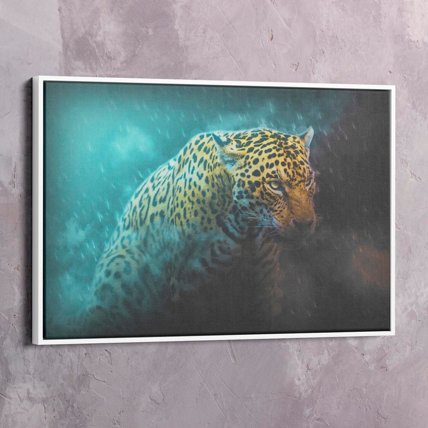 Leopard Rain Wall Art | Inspirational Wall Art Motivational Wall Art Quotes Office Art | Impaktiv Exclusive Canvas Art Portrait