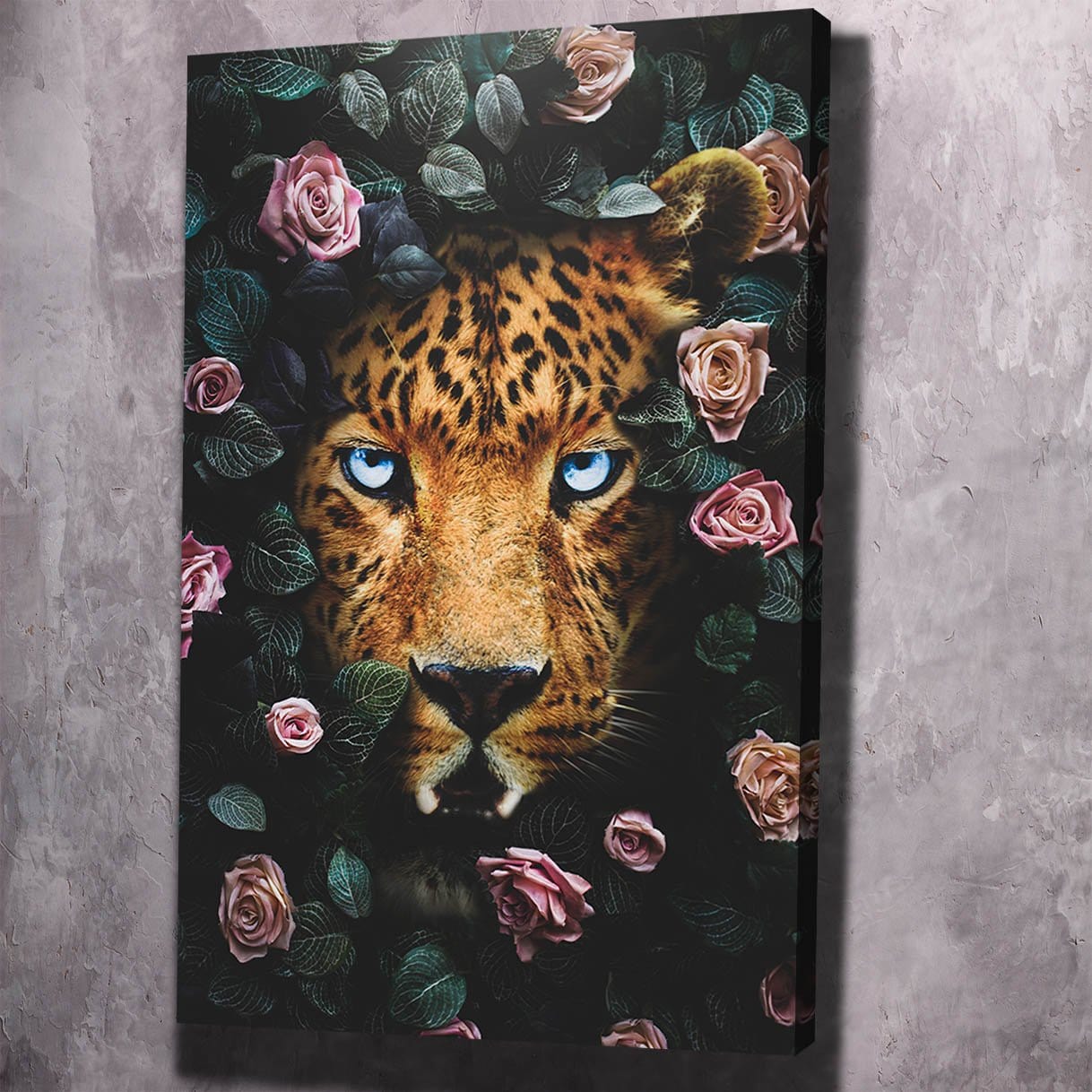 Leopard Roses Wall Art | Inspirational Wall Art Motivational Wall Art Quotes Office Art | Impaktiv Exclusive Canvas Art Portrait