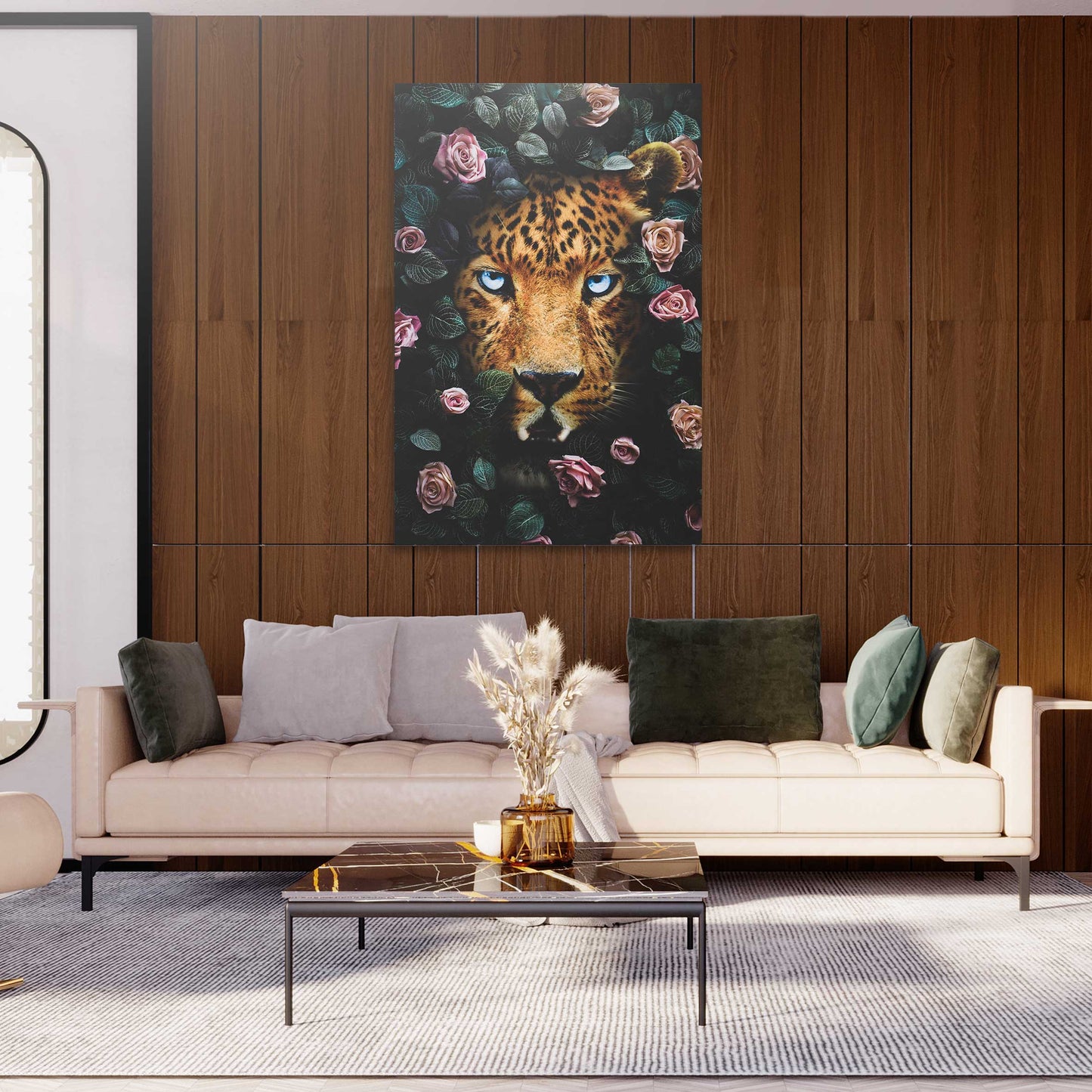 Leopard Roses Wall Art | Inspirational Wall Art Motivational Wall Art Quotes Office Art | Impaktiv Exclusive Canvas Art Portrait