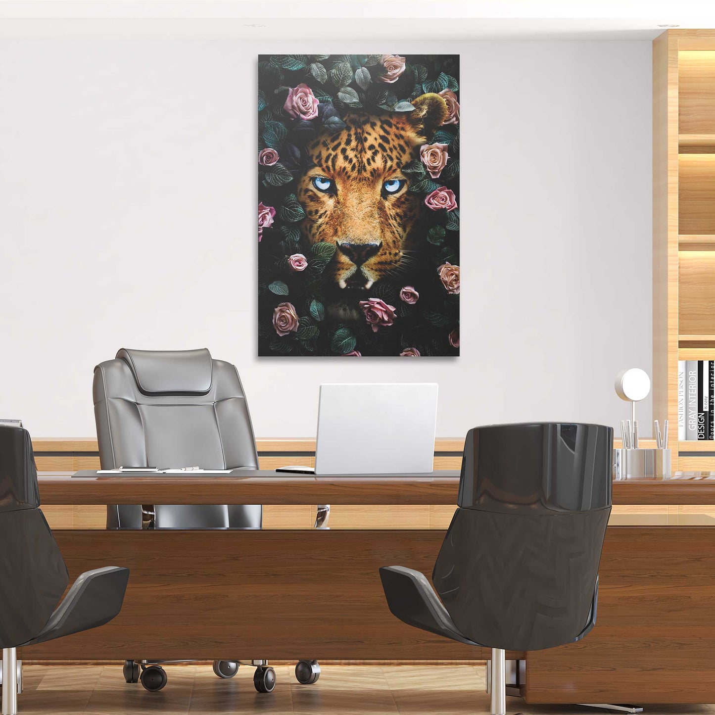 Leopard Roses Wall Art | Inspirational Wall Art Motivational Wall Art Quotes Office Art | Impaktiv Exclusive Canvas Art Portrait