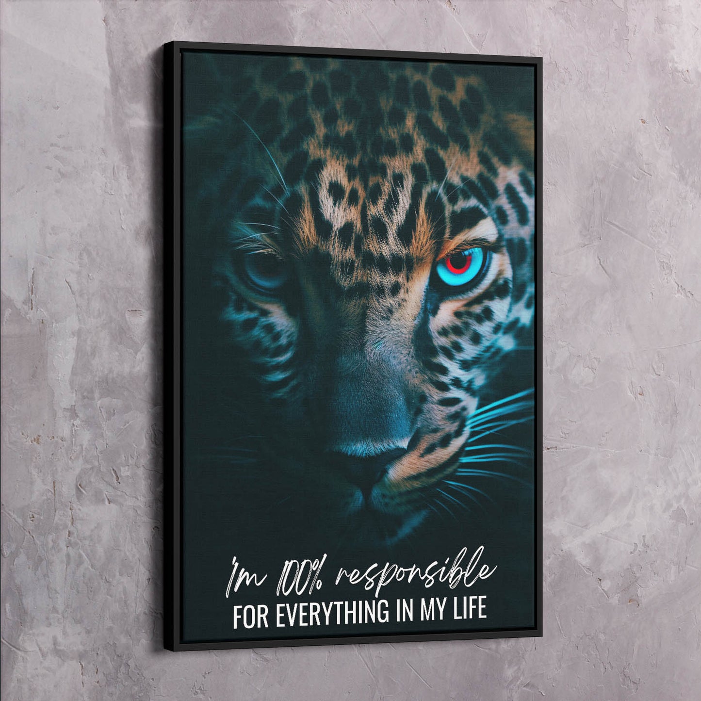 Leopard - You are 100% responsible Quote Wall Art | Inspirational Wall Art Motivational Wall Art Quotes Office Art | Impaktiv Exclusive Canvas Art Portrait