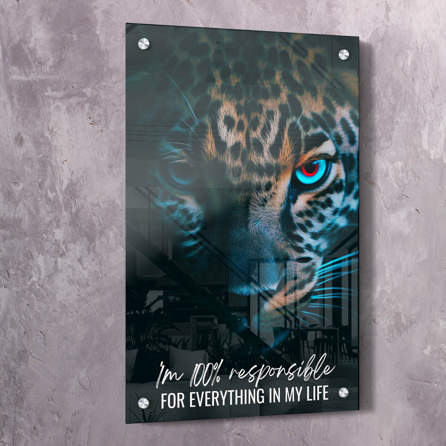 Leopard - You are 100% responsible Quote Wall Art | Inspirational Wall Art Motivational Wall Art Quotes Office Art | Impaktiv Exclusive Canvas Art Portrait