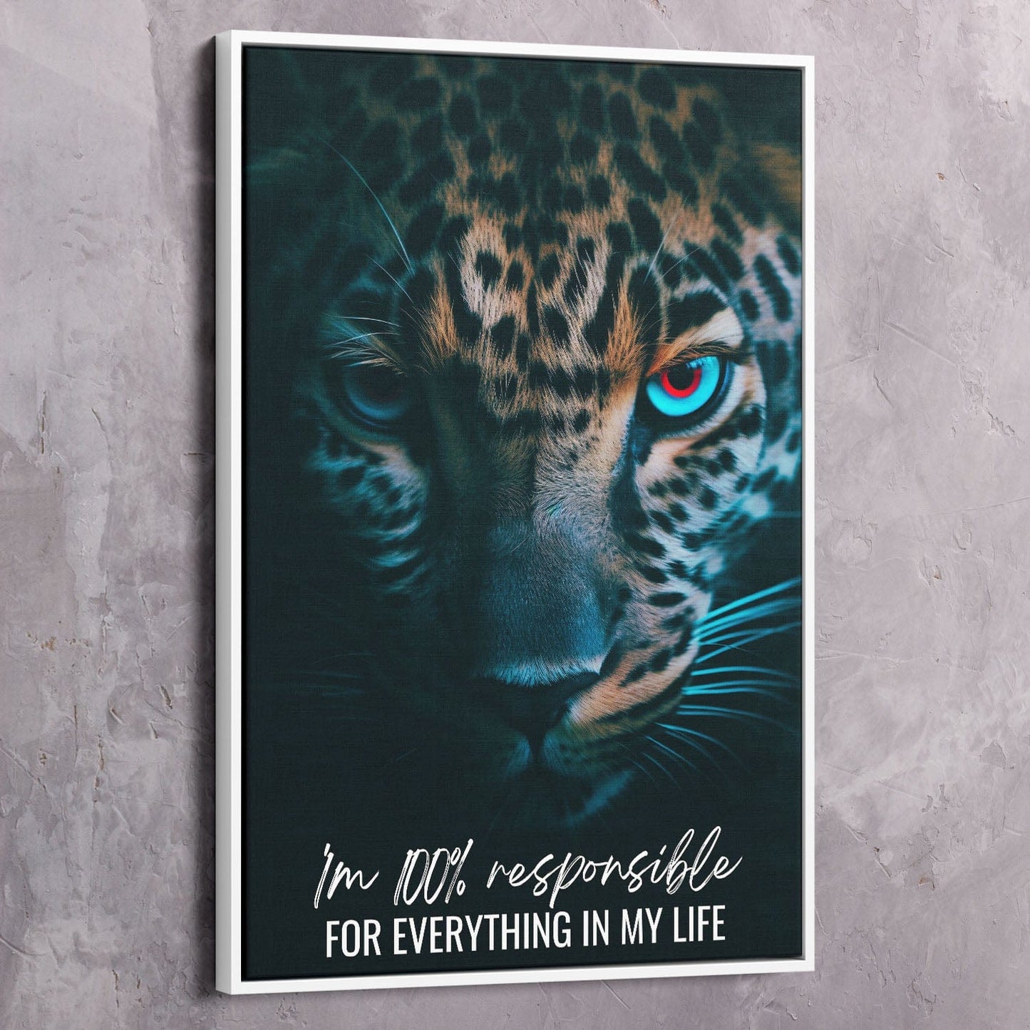 Leopard - You are 100% responsible Quote Wall Art | Inspirational Wall Art Motivational Wall Art Quotes Office Art | Impaktiv Exclusive Canvas Art Portrait