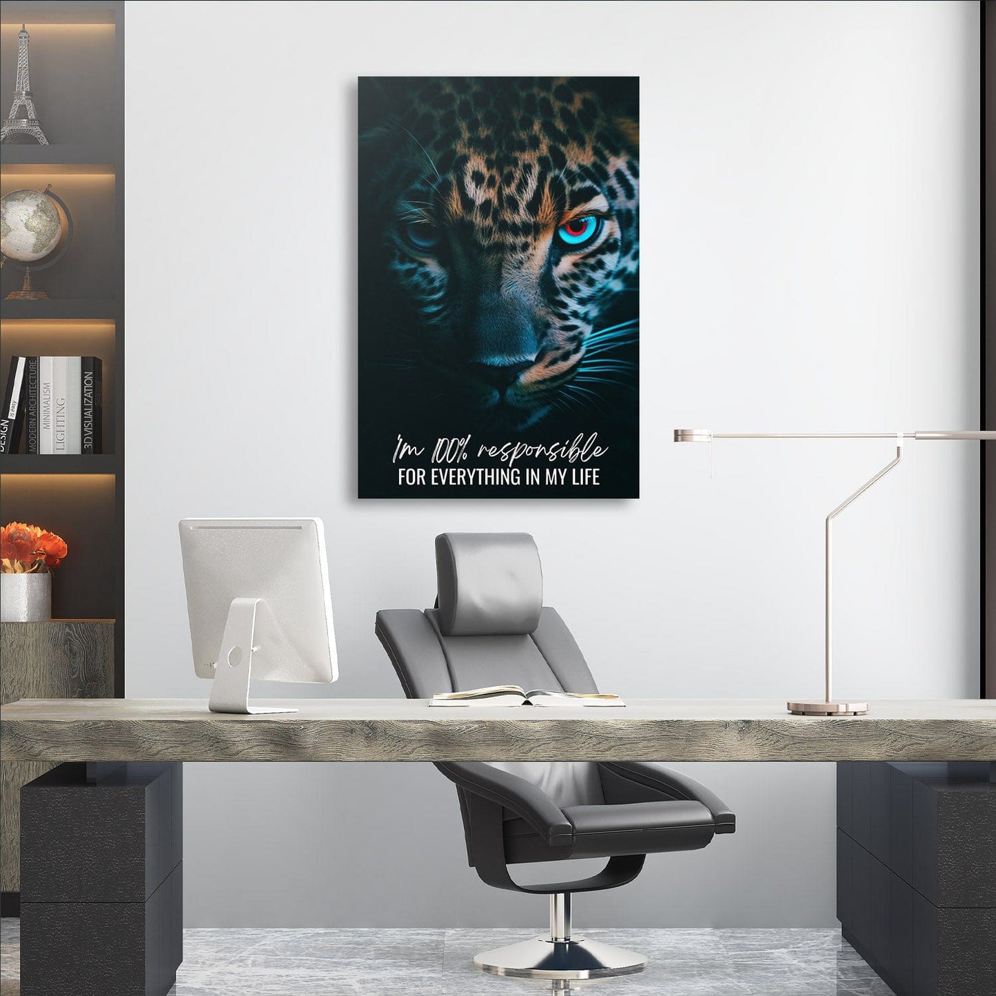 Leopard - You are 100% responsible Quote Wall Art | Inspirational Wall Art Motivational Wall Art Quotes Office Art | Impaktiv Exclusive Canvas Art Portrait