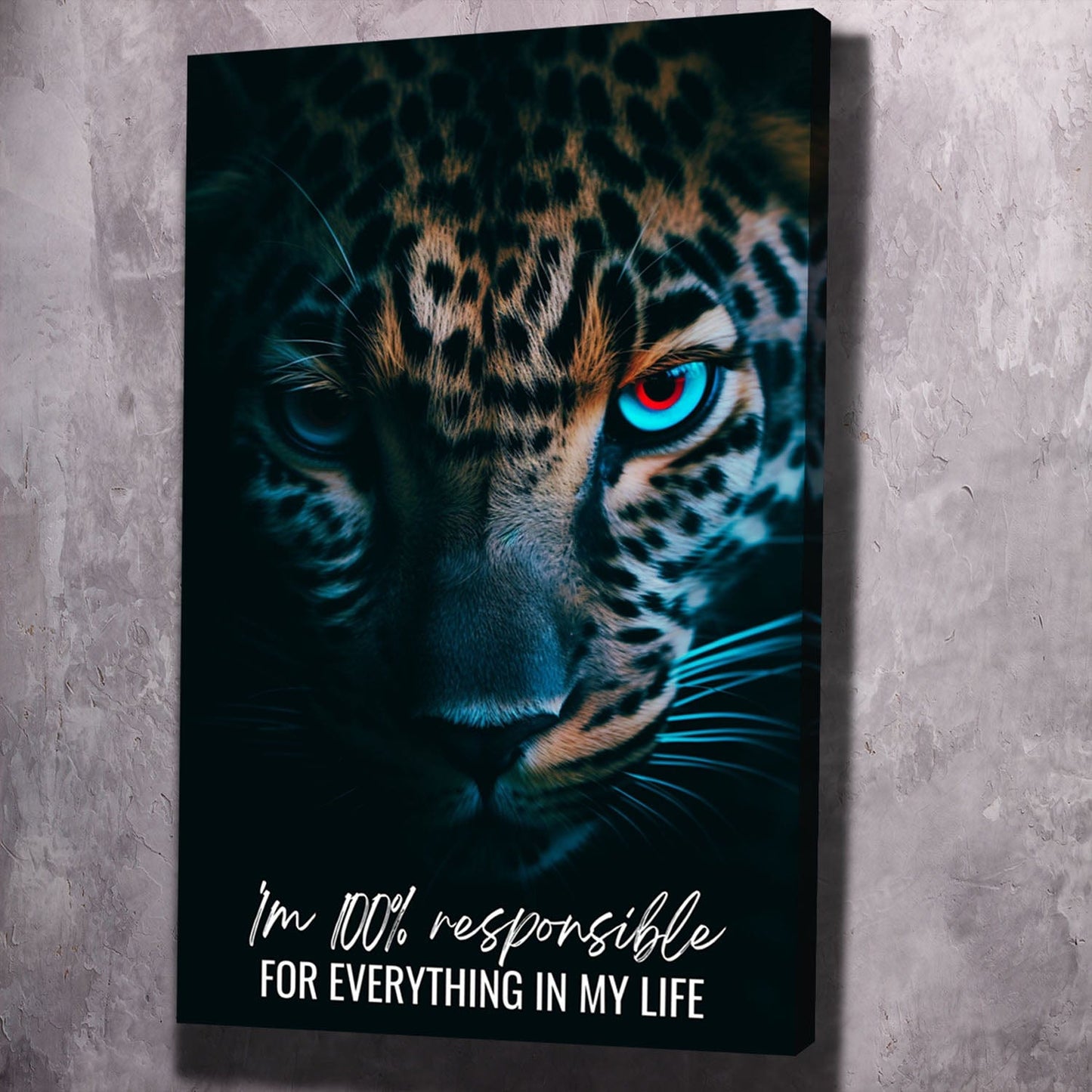 Leopard - You are 100% responsible Quote Wall Art | Inspirational Wall Art Motivational Wall Art Quotes Office Art | Impaktiv Exclusive Canvas Art Portrait