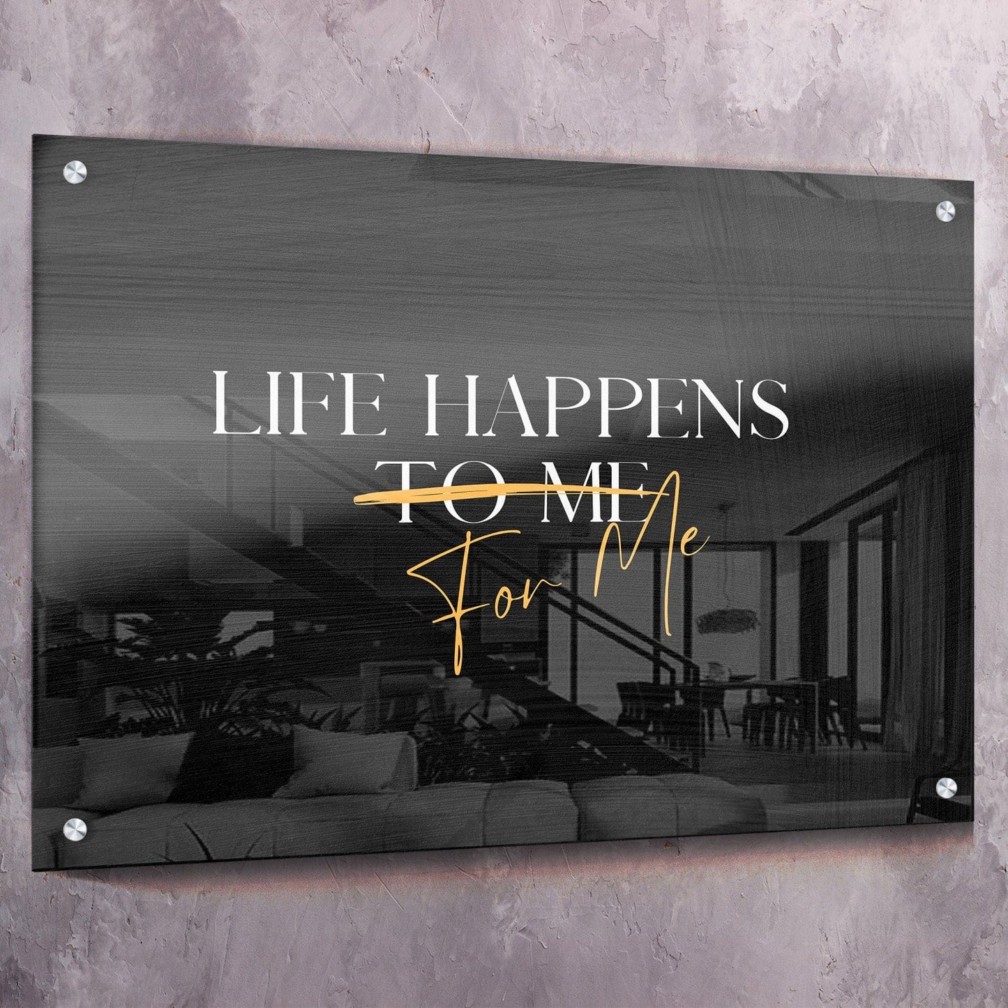 Life Happens FOR Me Quote Wall Art | Inspirational Wall Art Motivational Wall Art Quotes Office Art | Impaktiv Exclusive Canvas Art Landscape